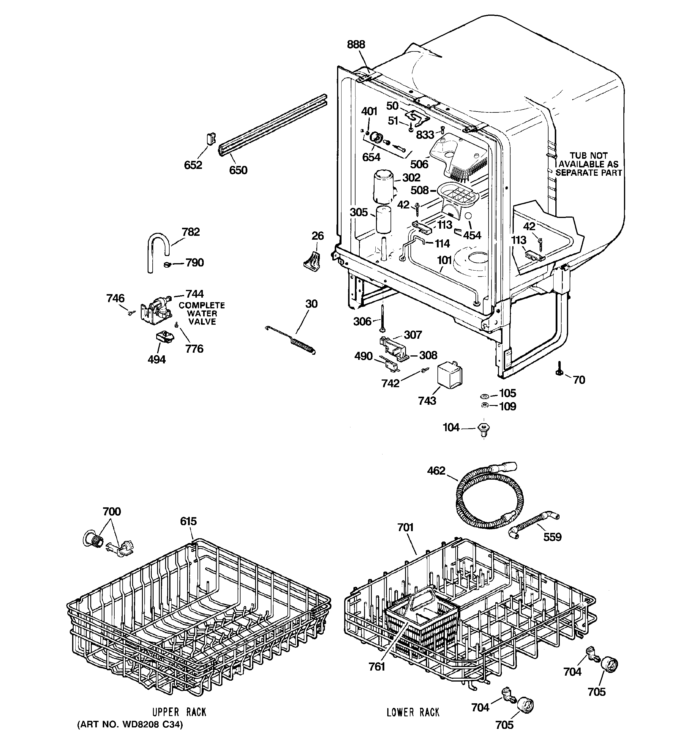 GE GSM2200N10BB body parts diagram