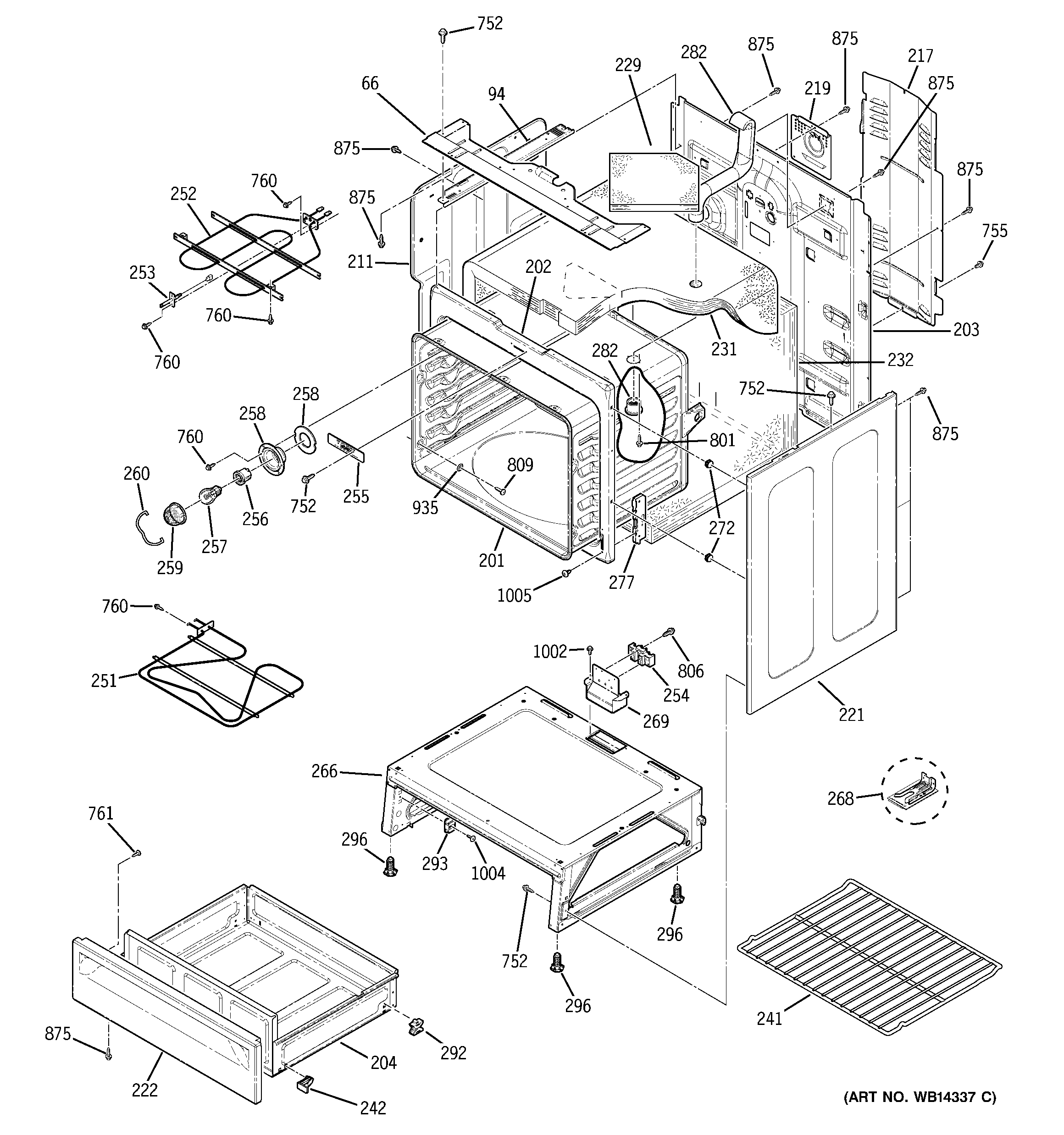 GE EER2002M01BS body parts diagram