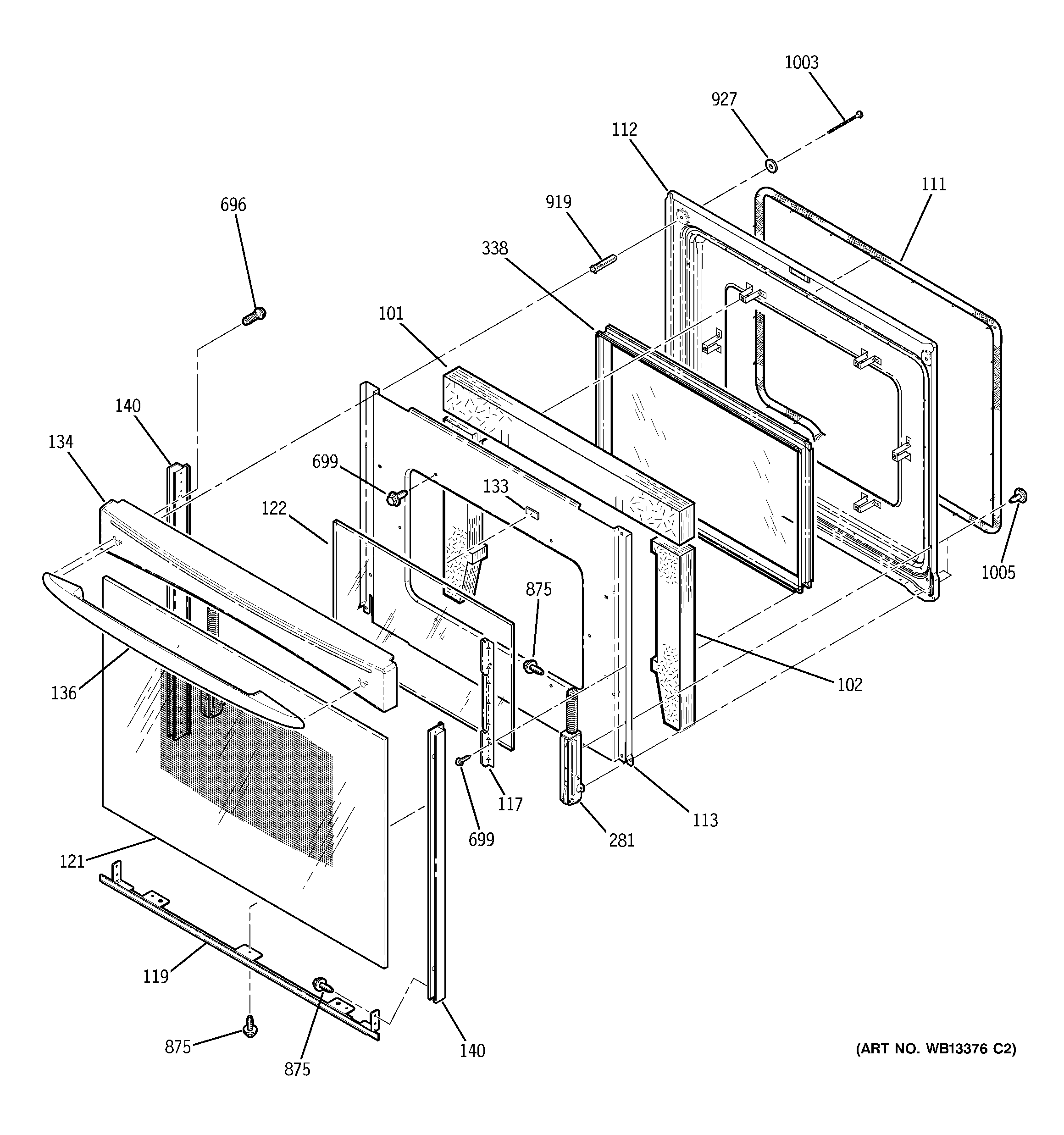 GE JCB909BK6BB door diagram