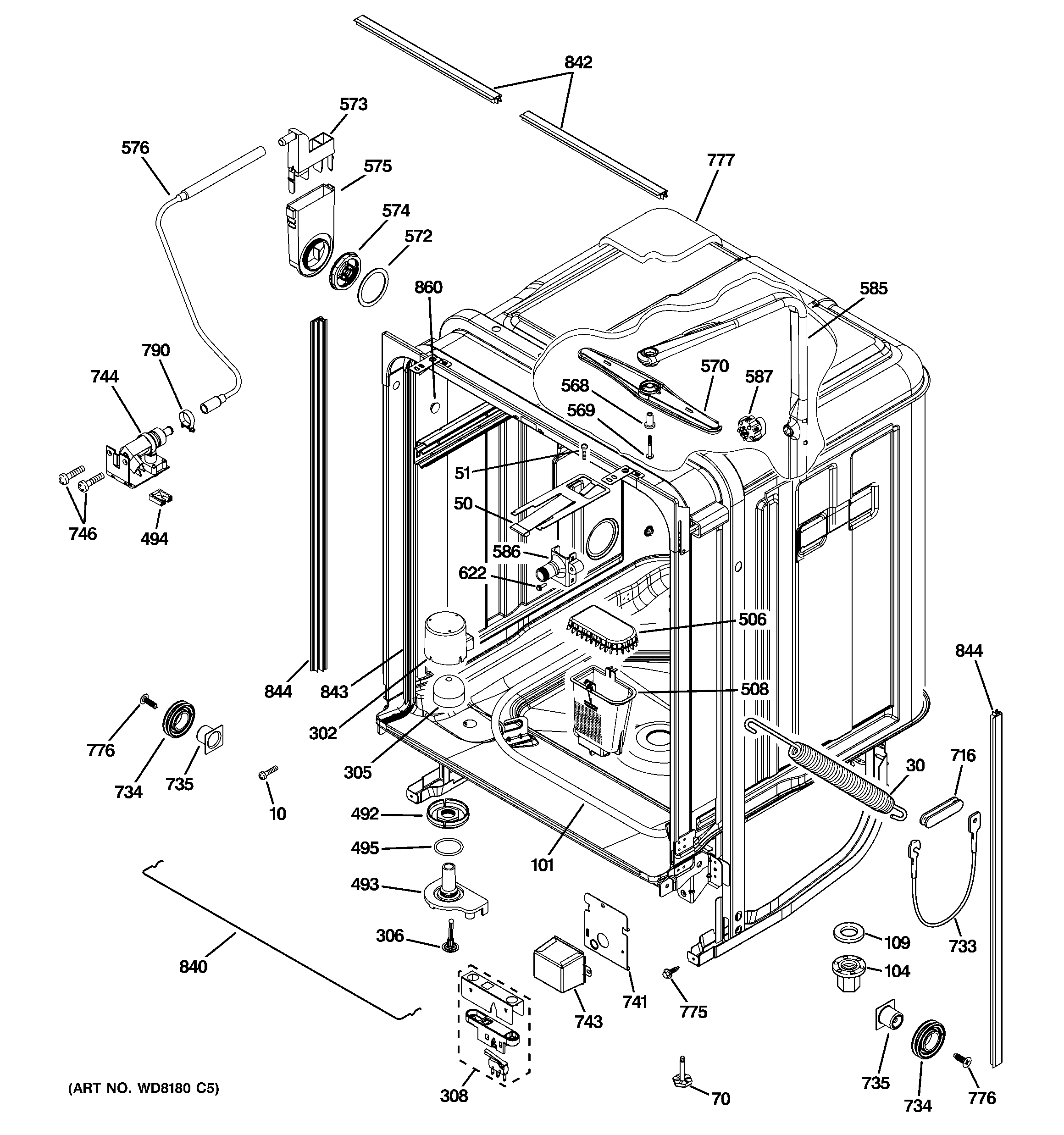 GE PDW9200N20BB body parts diagram