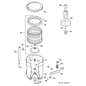 GE WNRD2050E0WC tub, basket & agitator diagram