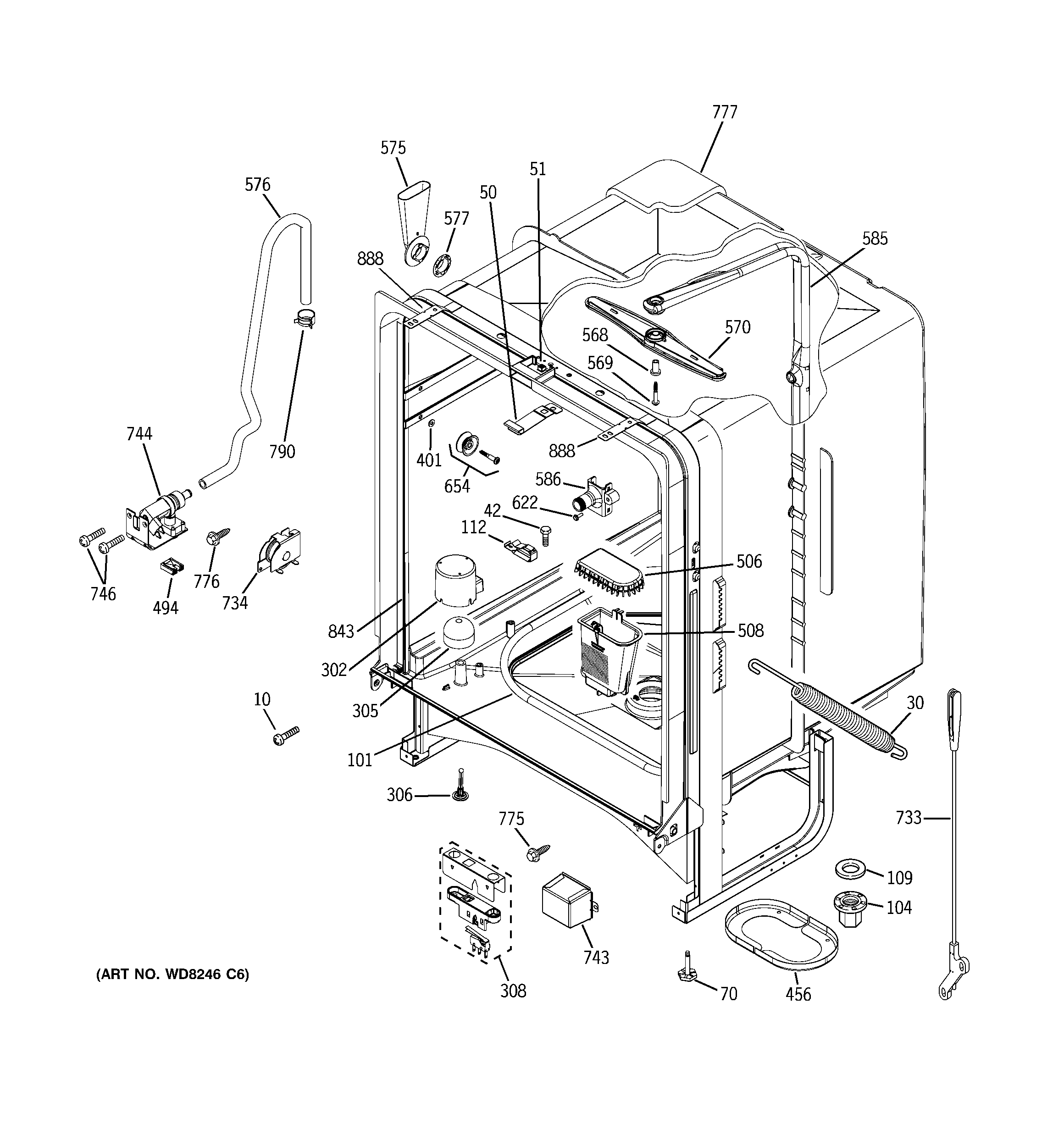 GE GHD6310L20SS body parts diagram
