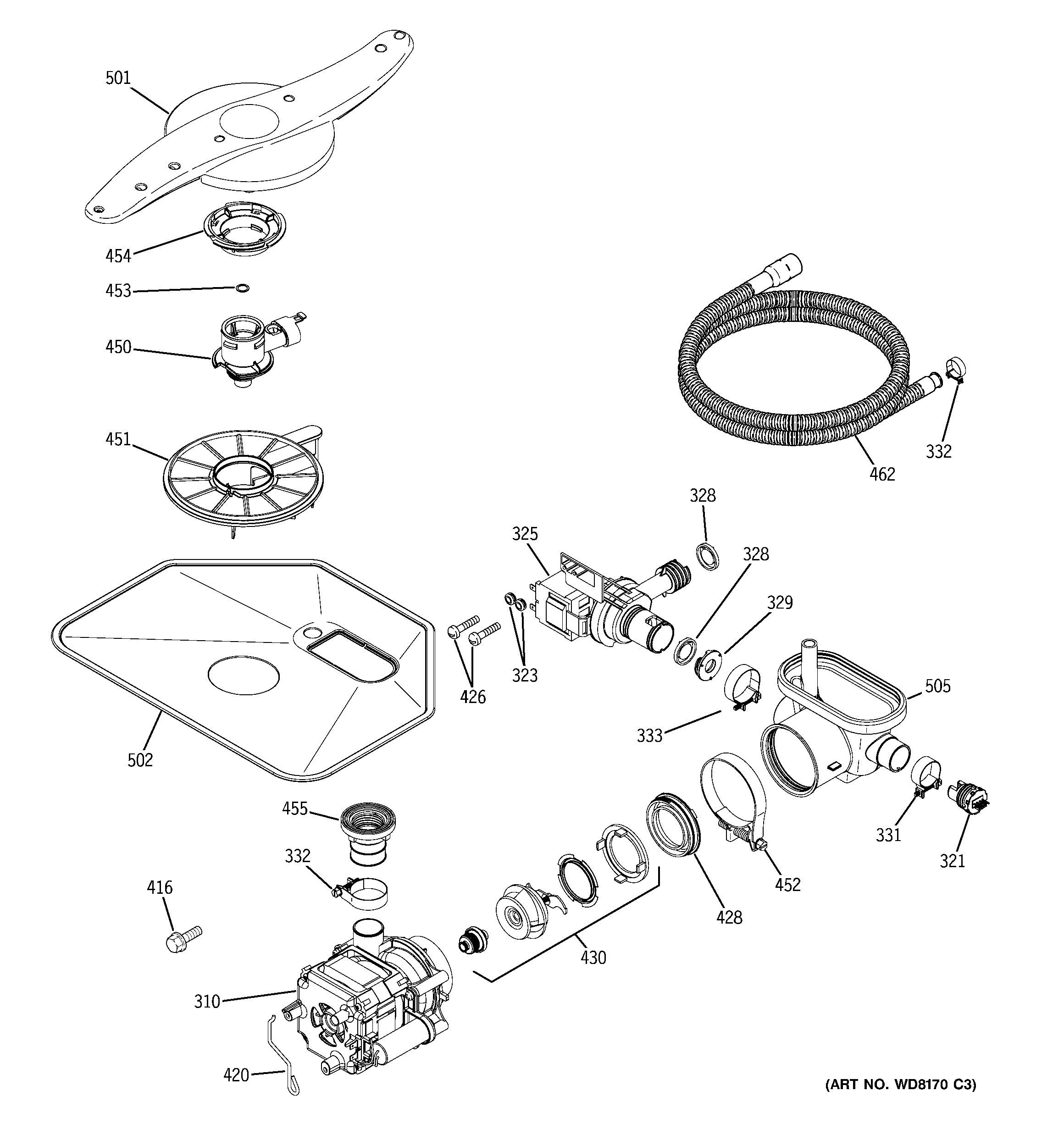 GE GLD6600N20WW motor-pump mechanism diagram