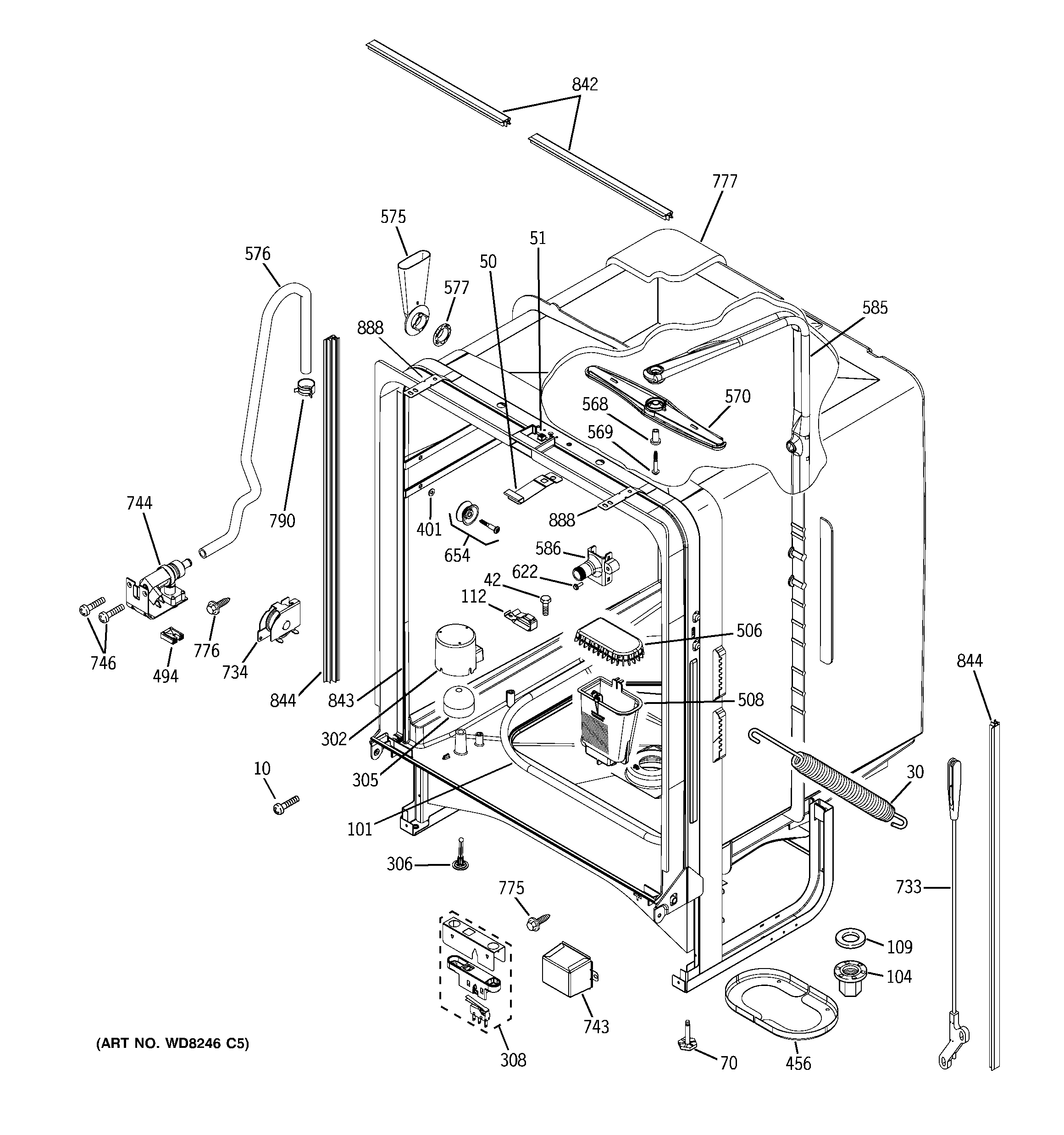 GE GLD6611L20BB body parts diagram