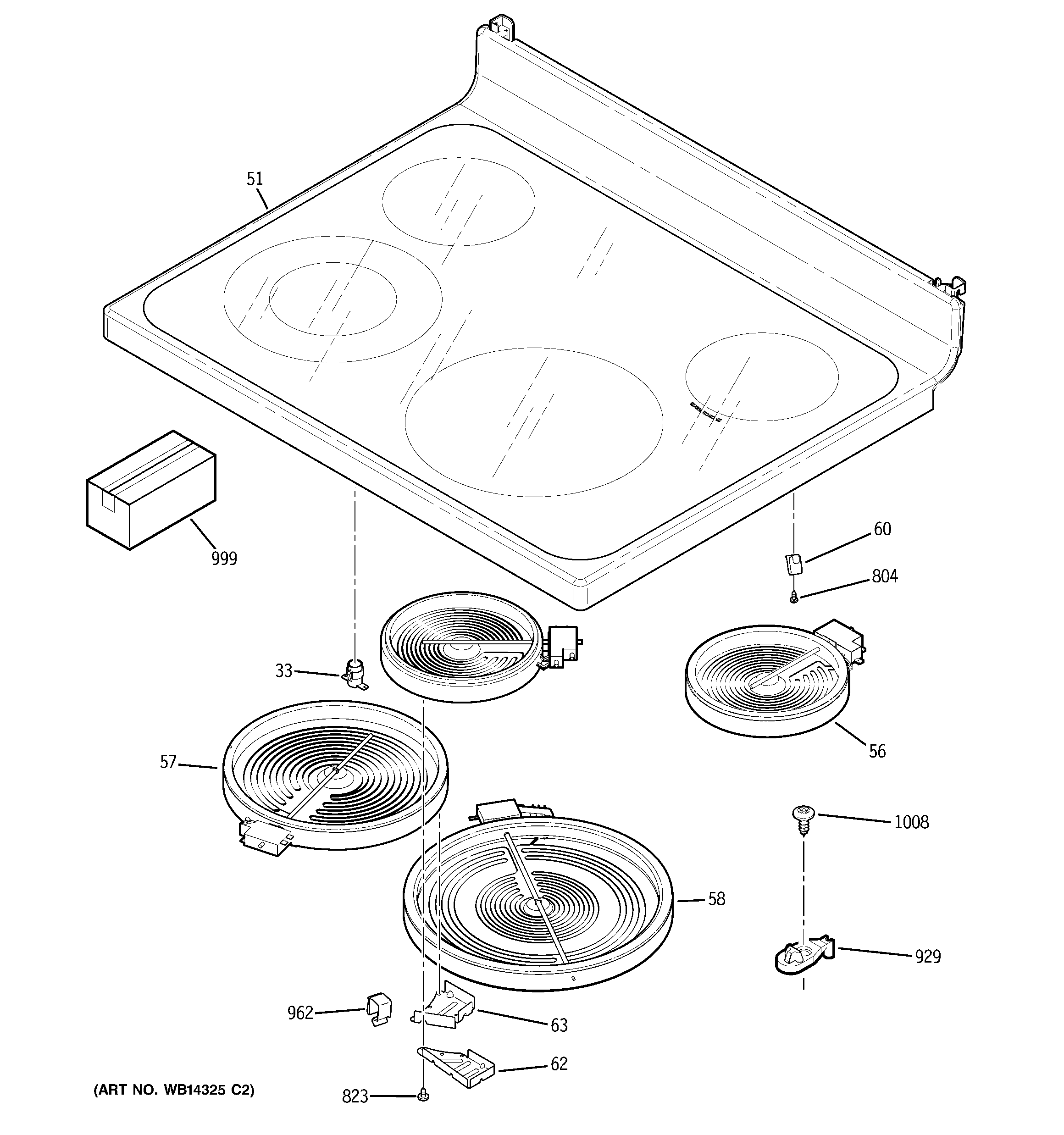 GE EER2000M01WW cooktop diagram