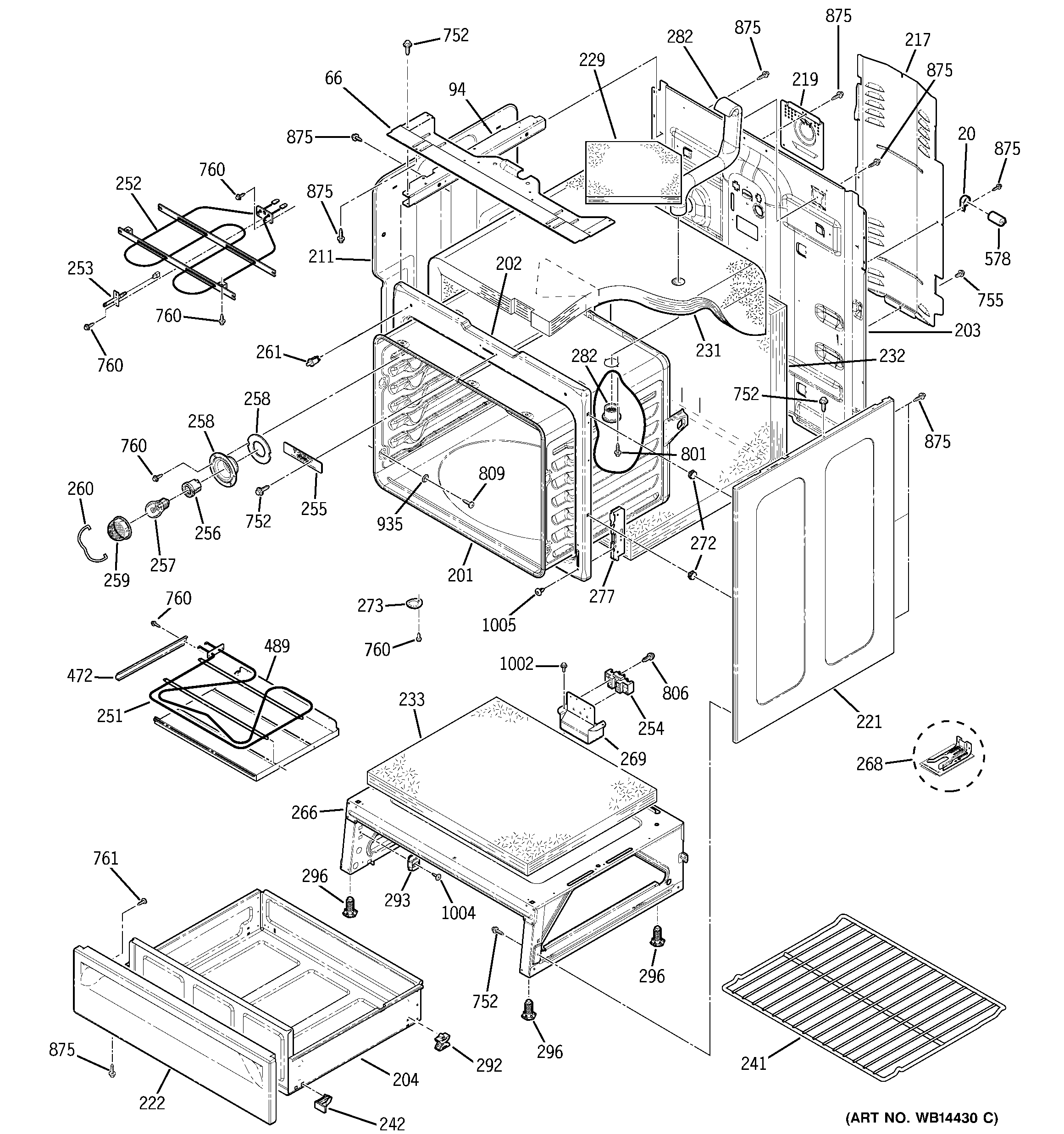 GE JBP77DM1BB body parts diagram
