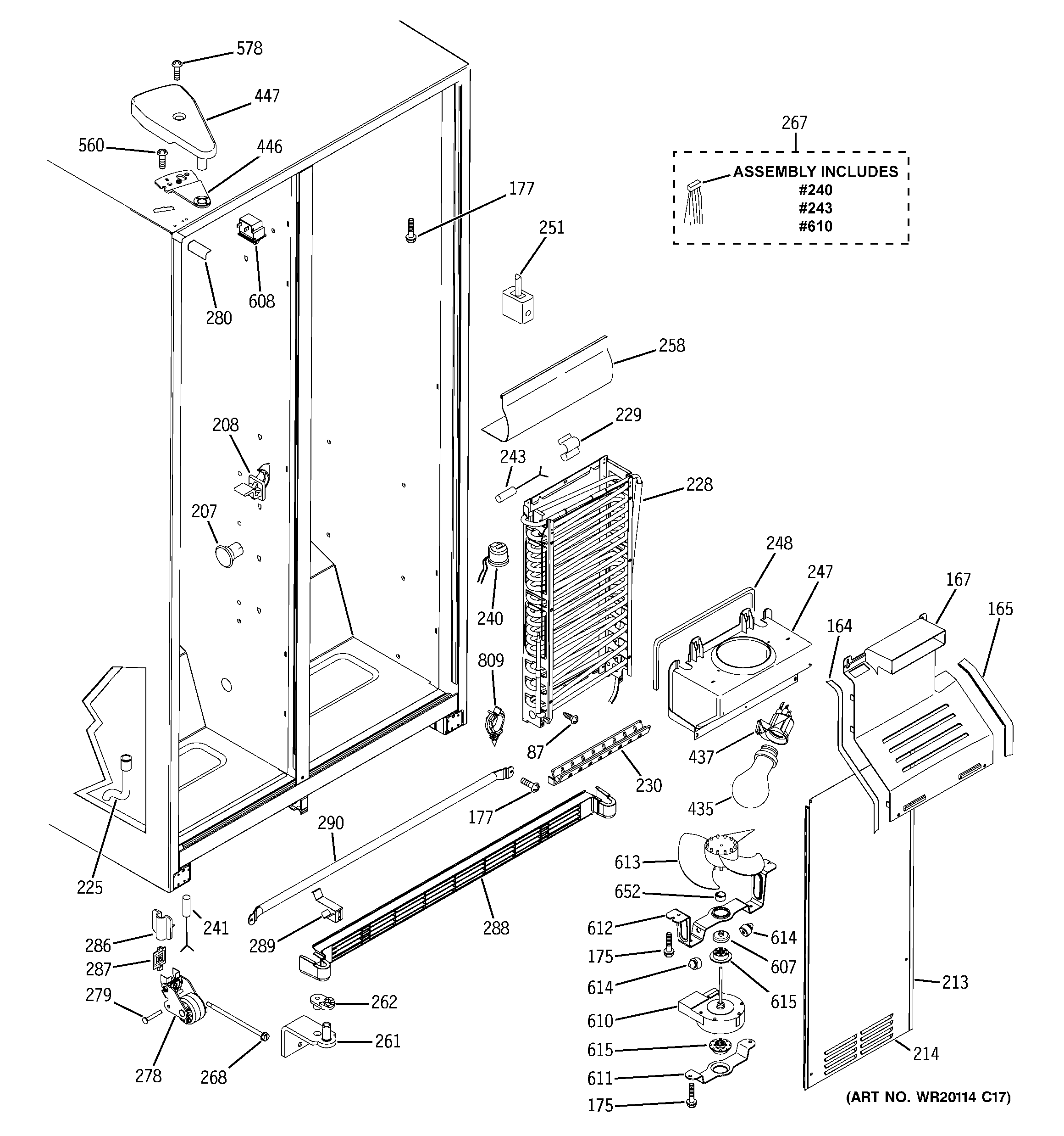 GE ESH22JFWDBB freezer section diagram