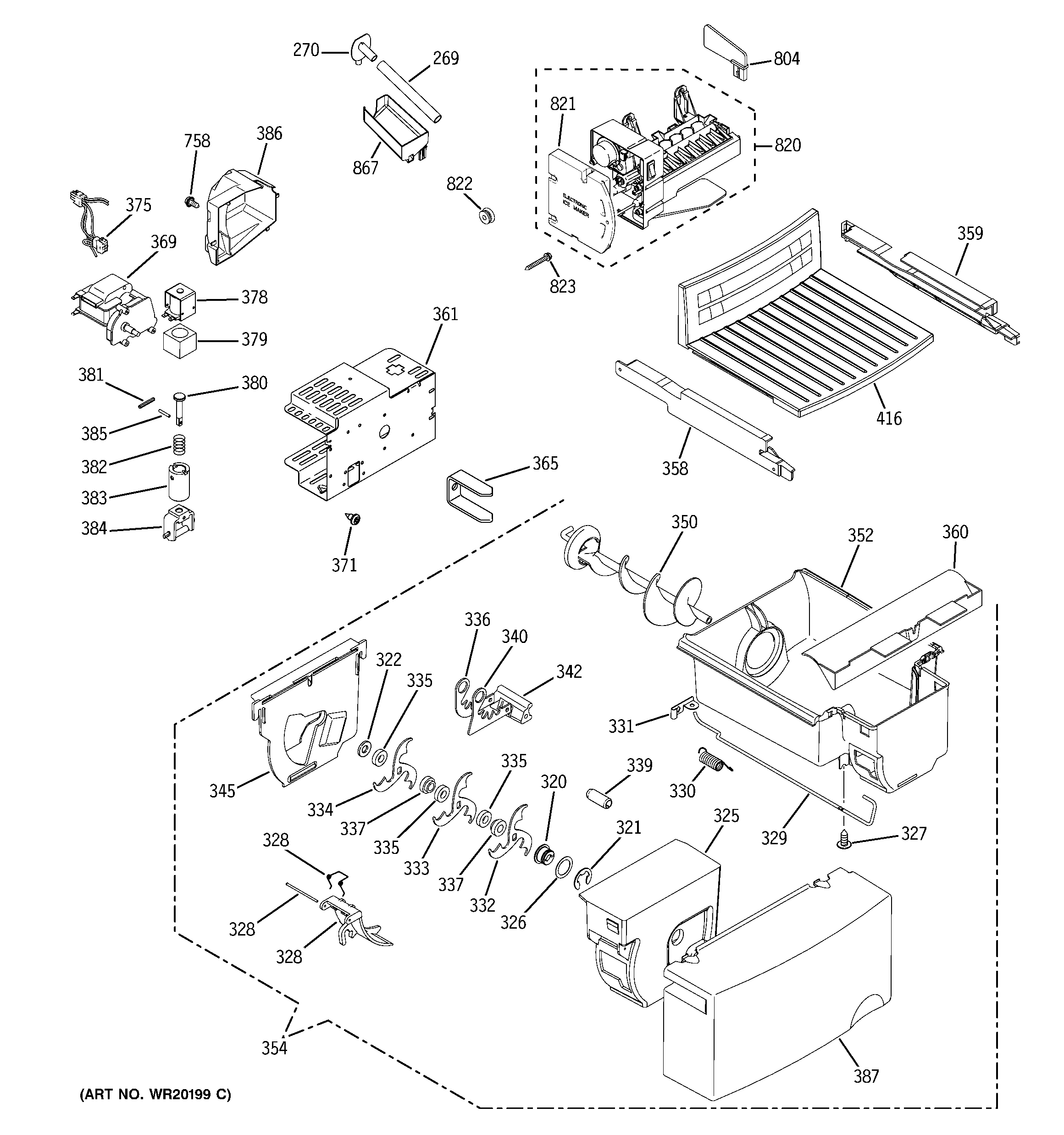 GE ESL22JFWDBS ice maker & dispenser diagram
