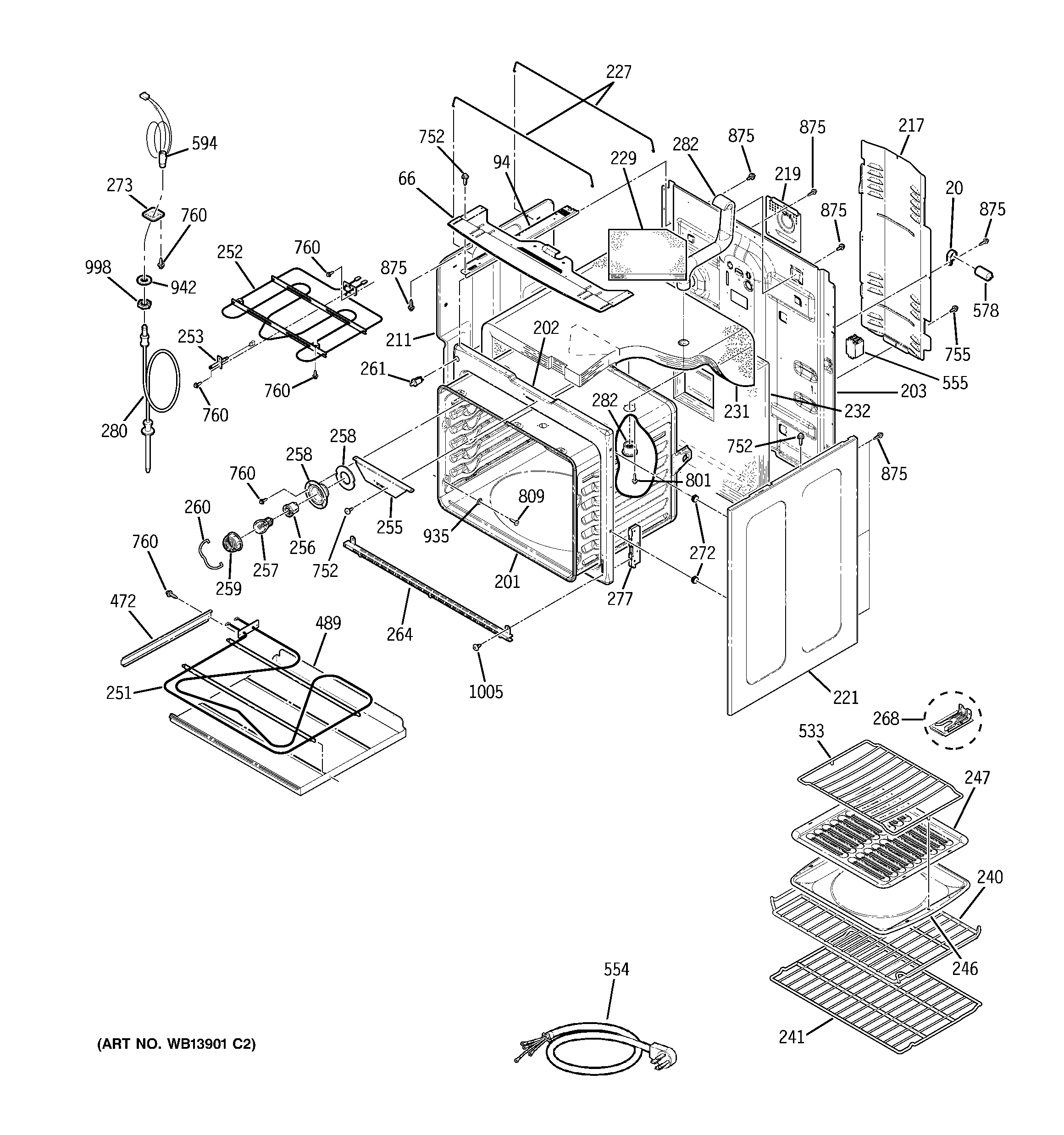 GE JCB968BK3BB body parts diagram
