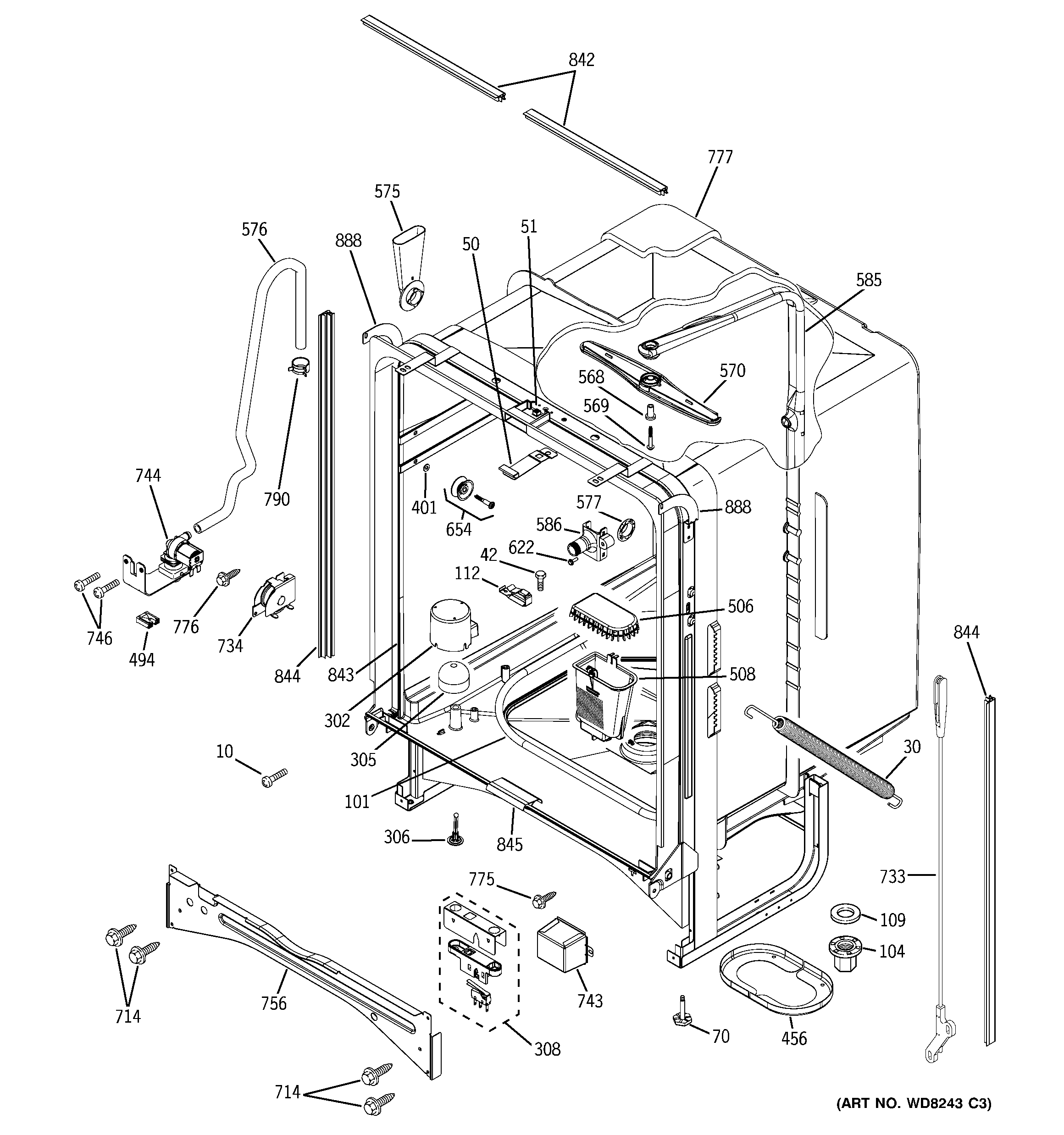 GE PDW7912N20SS body parts diagram