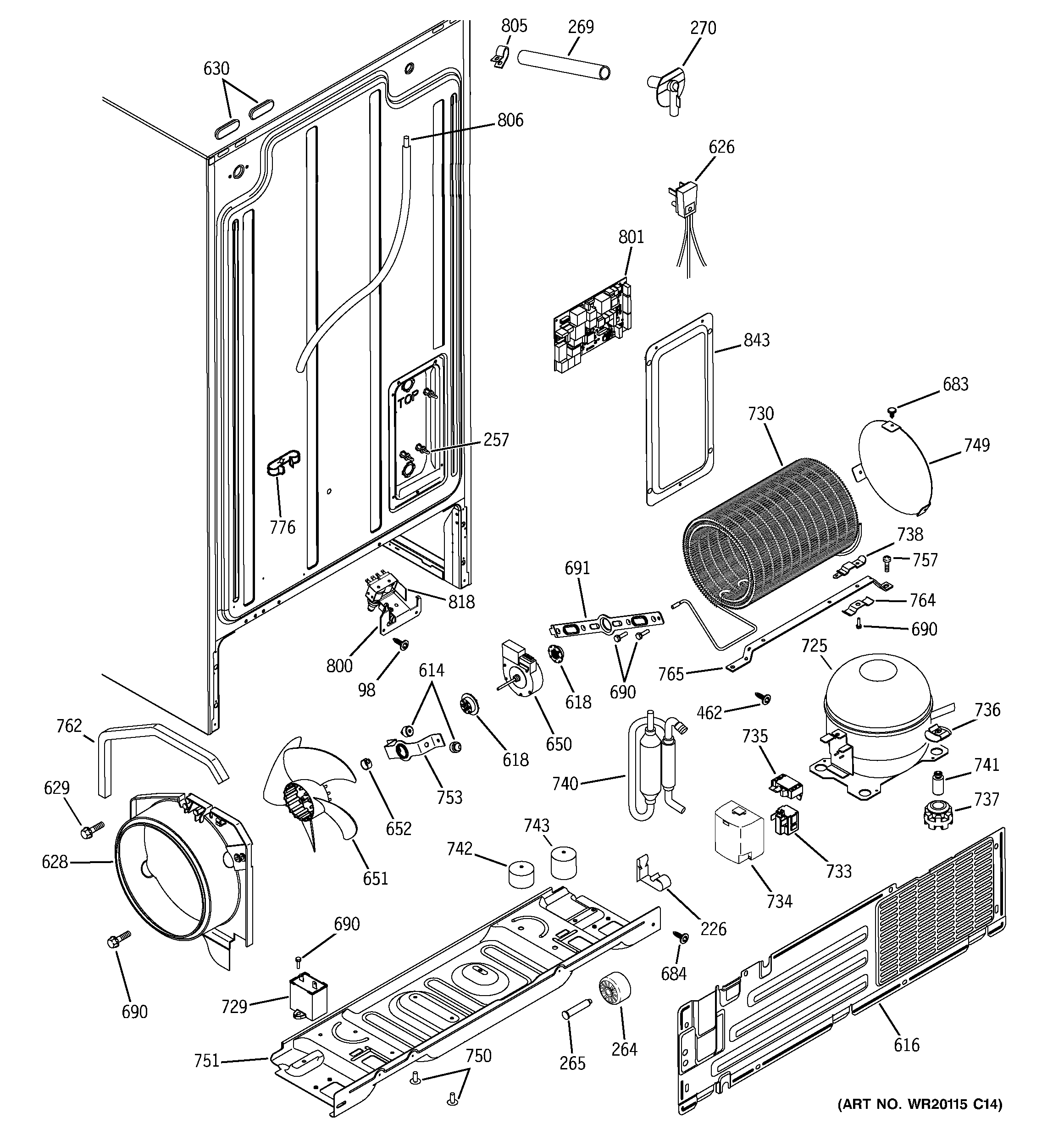 GE GSE20IETCFWW sealed system & mother board diagram