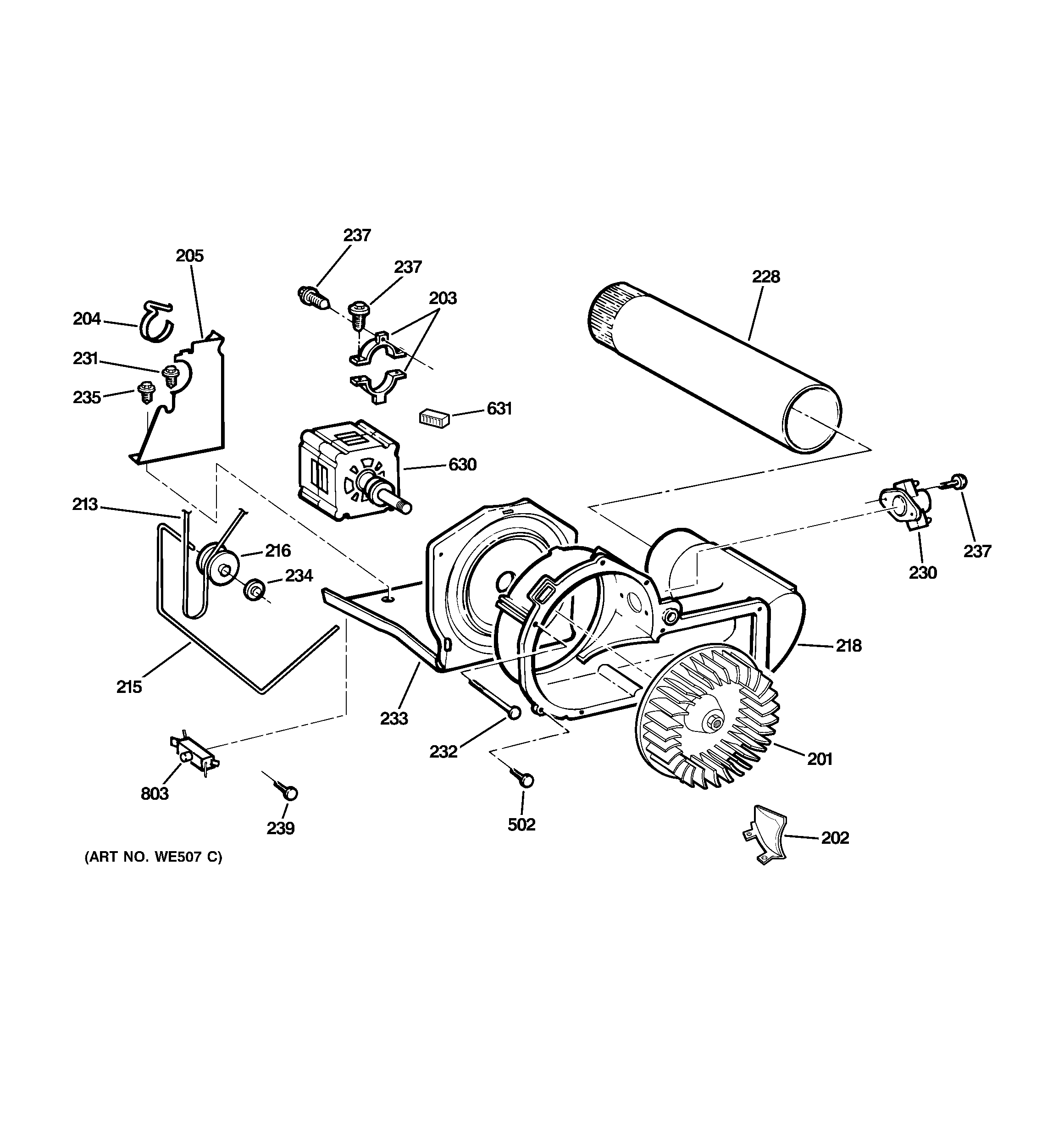 GE DCCD330EG1WC blower & drive assembly diagram