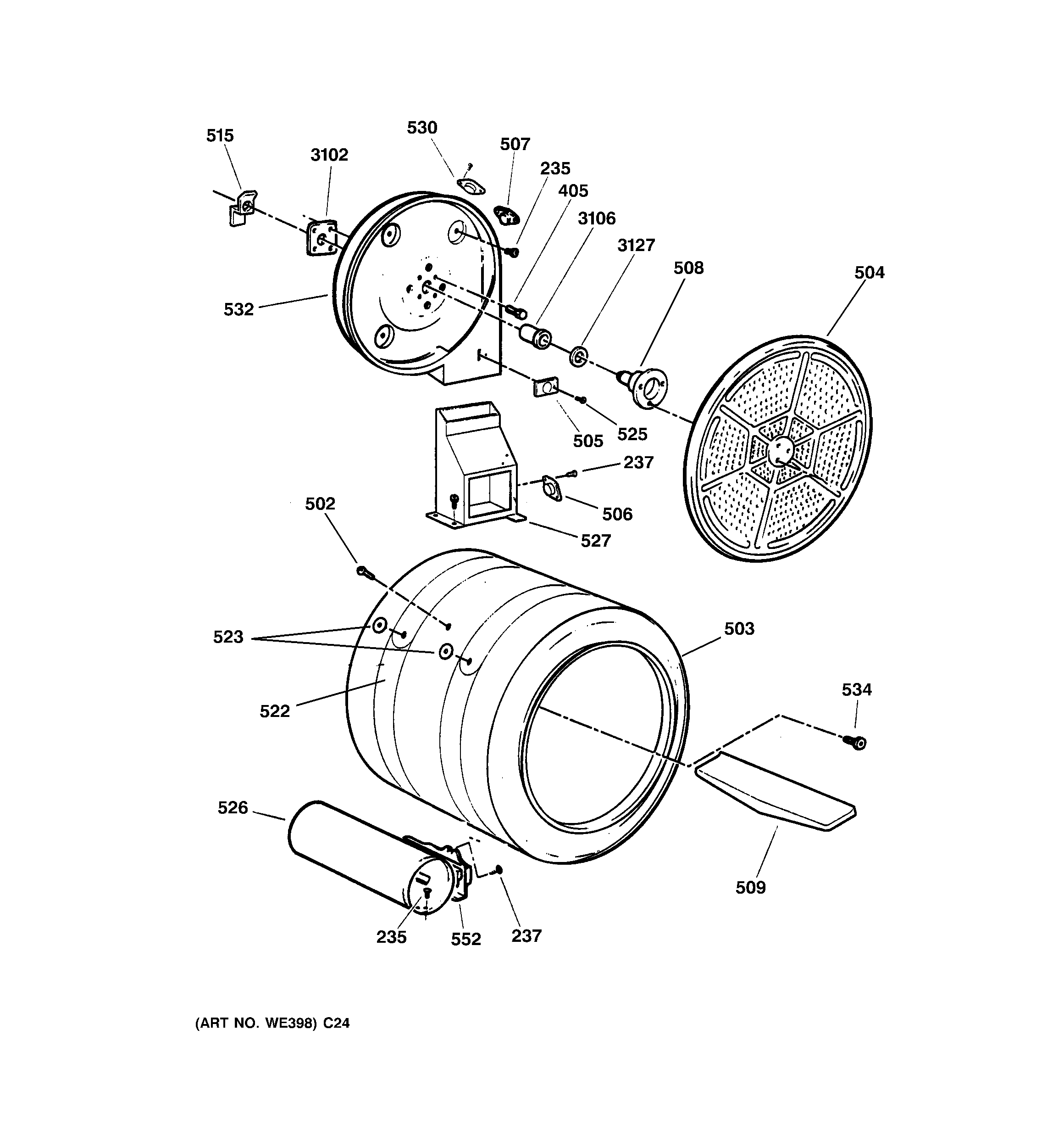GE DNCD450GG1WC drum diagram