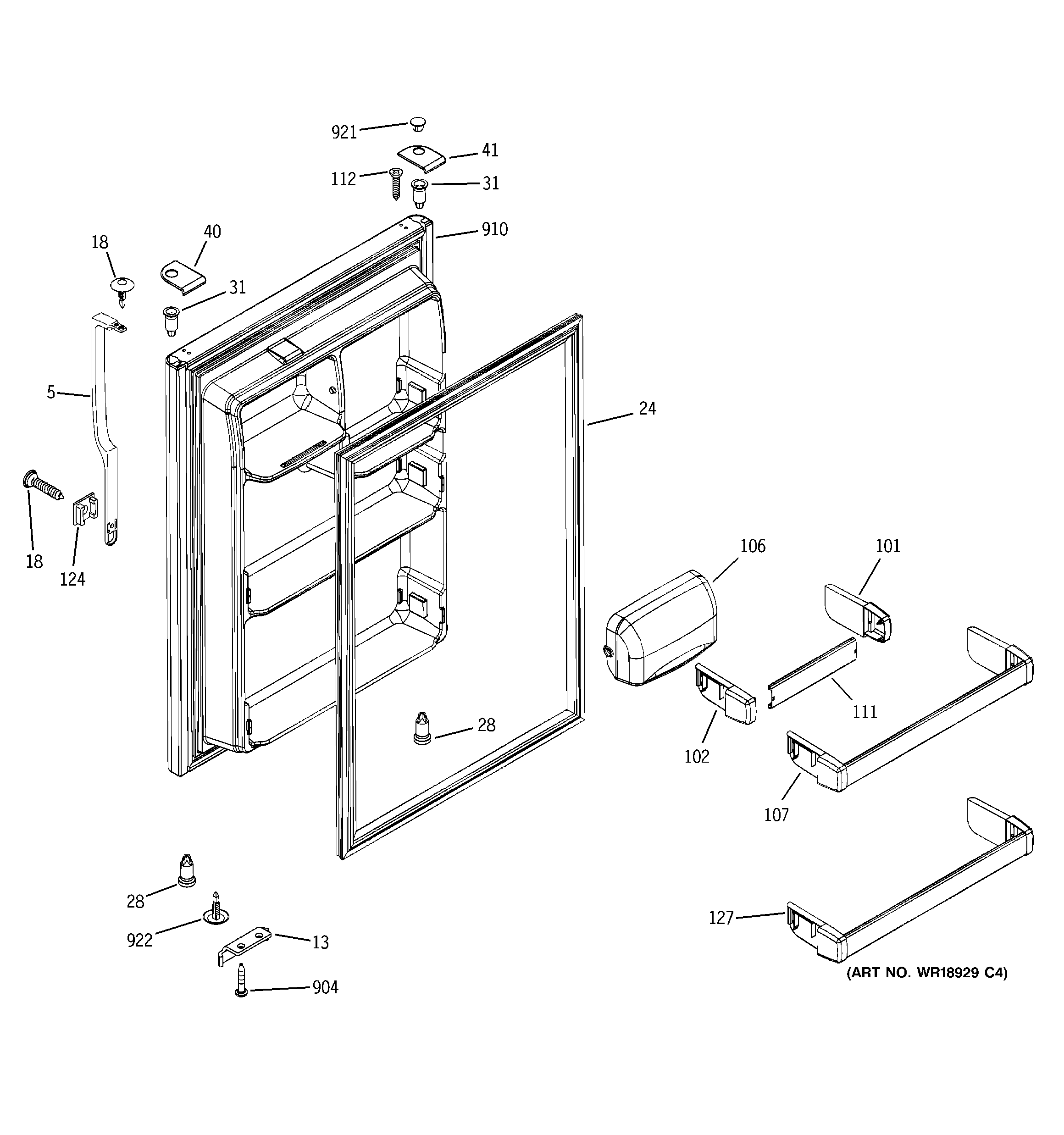 GE GTL22JCPARBS fresh food door diagram