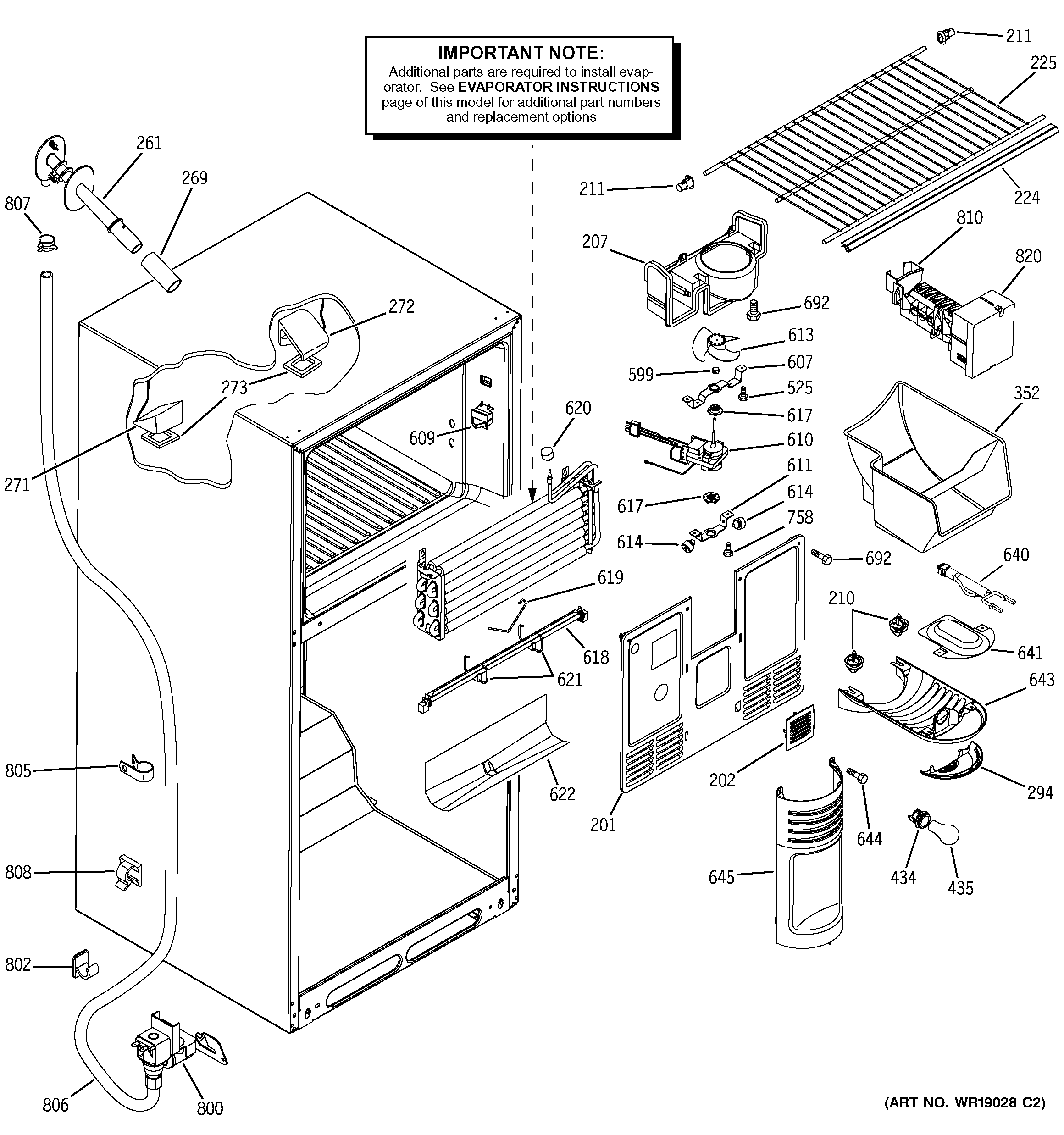 GE GTS18KCMBRWW freezer section diagram