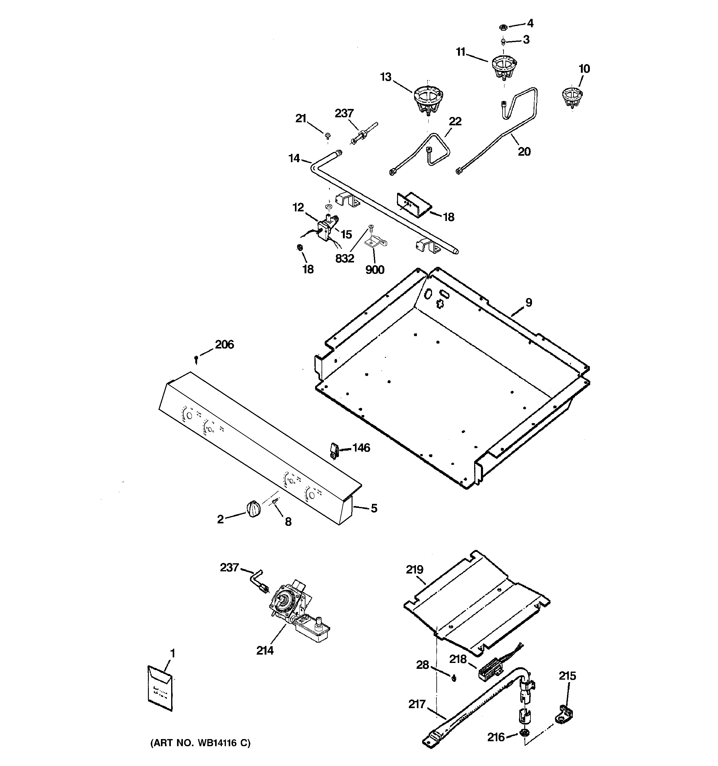 GE JGBS23DEM1CC gas & burner parts diagram