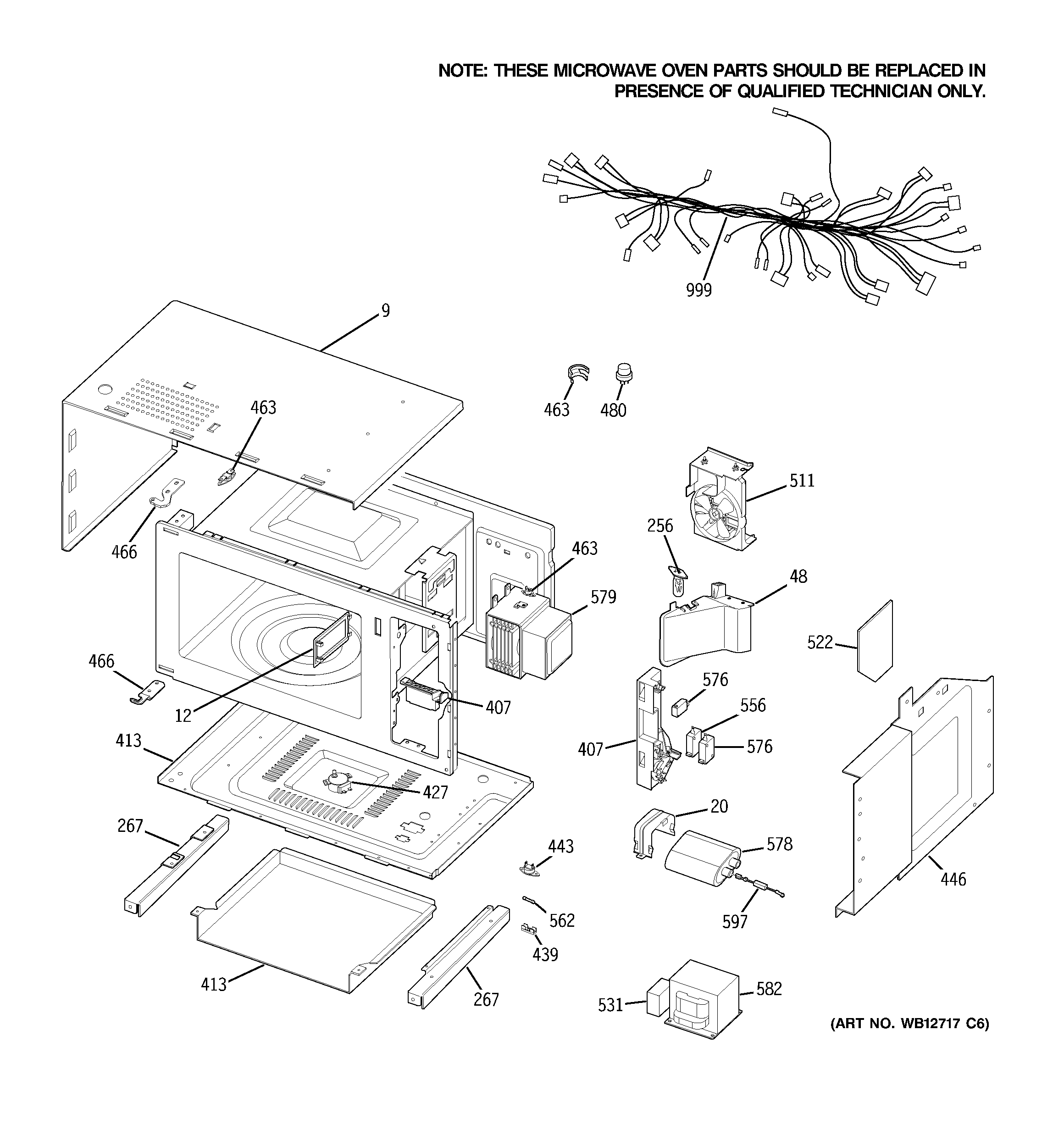 GE JKP86BF4BB microwave body parts diagram