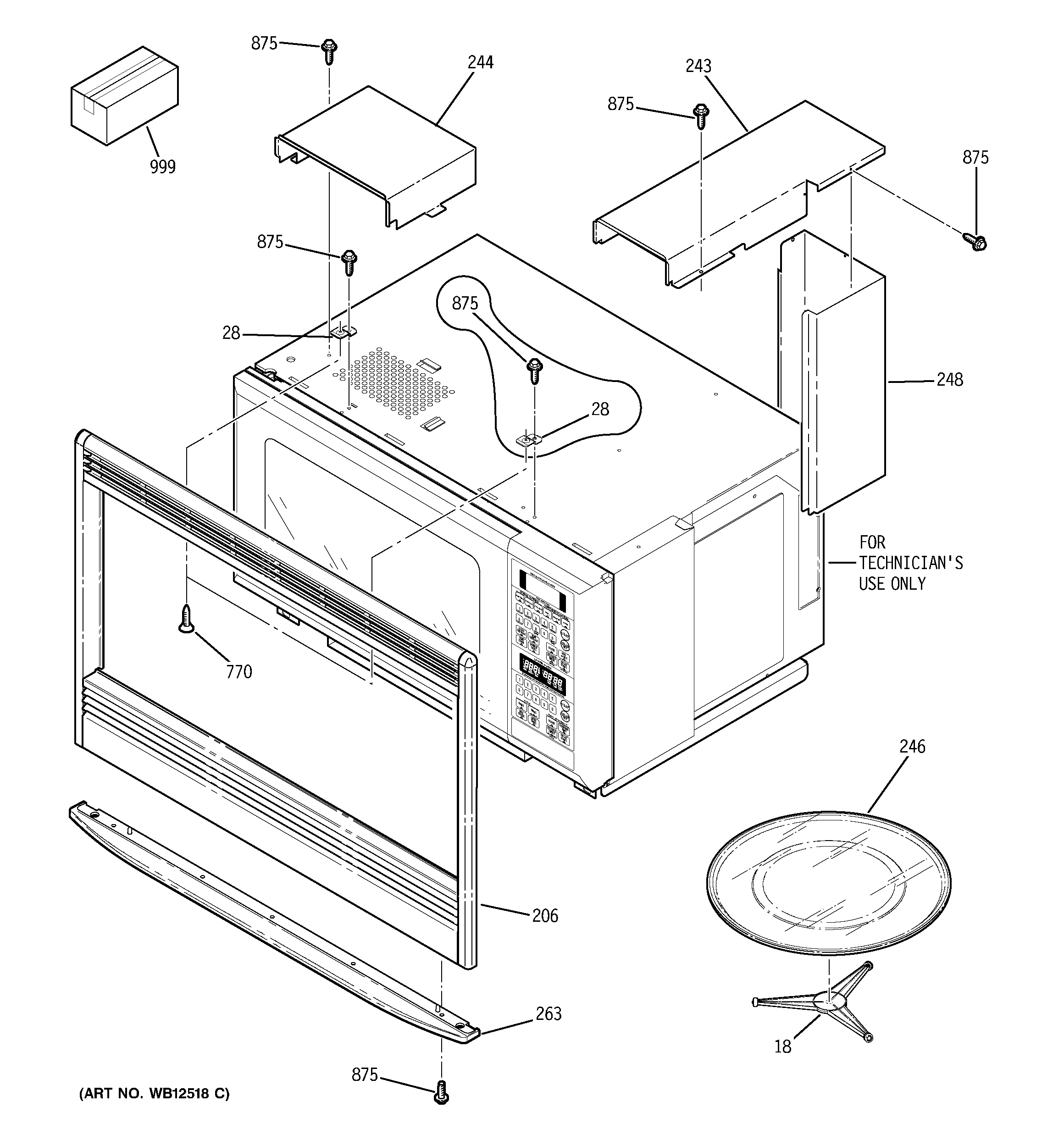 GE JKP86BF4BB microwave enclosure diagram