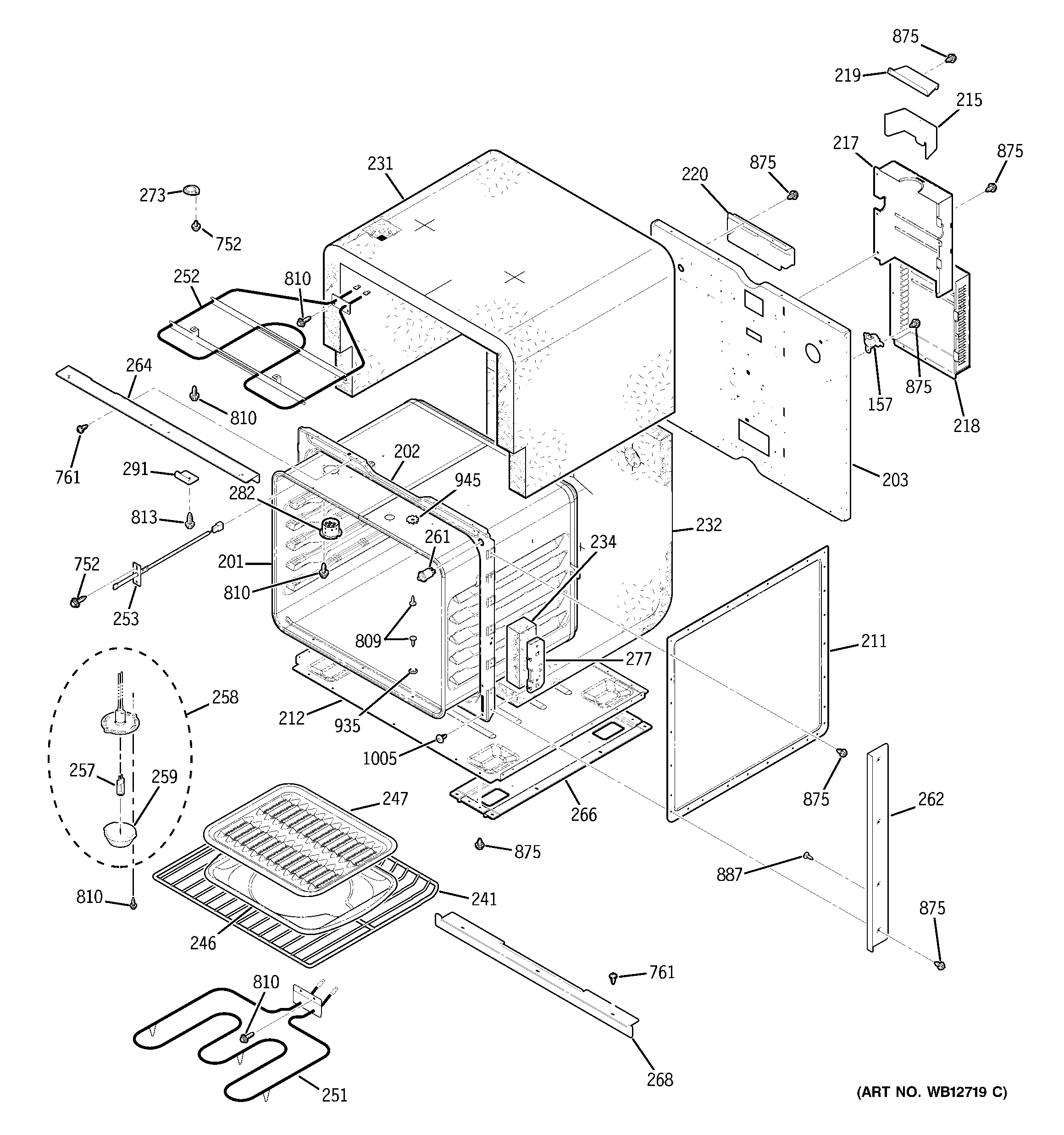 GE JKP86BF4BB body with microwave support diagram
