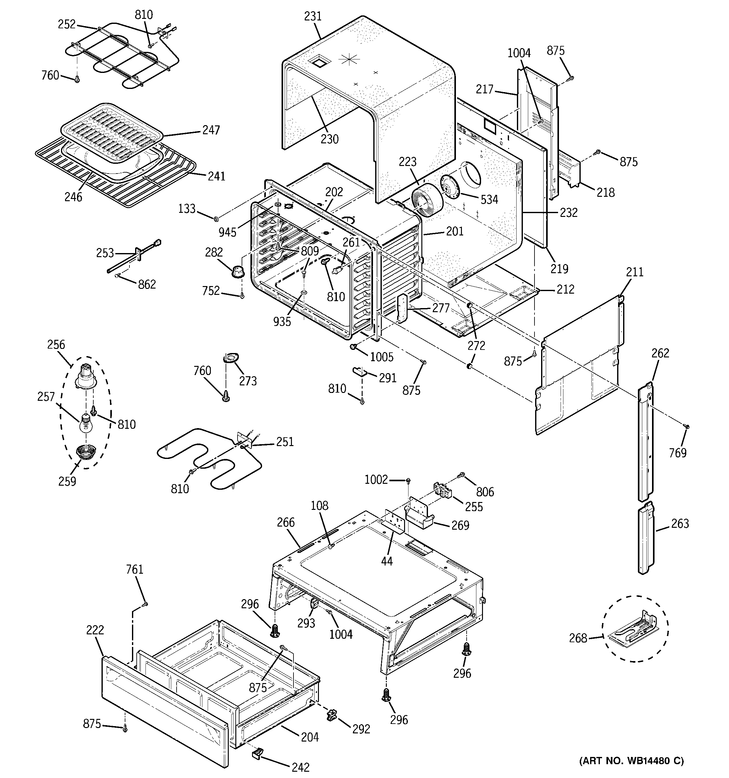 GE JS900CK3CC body parts diagram
