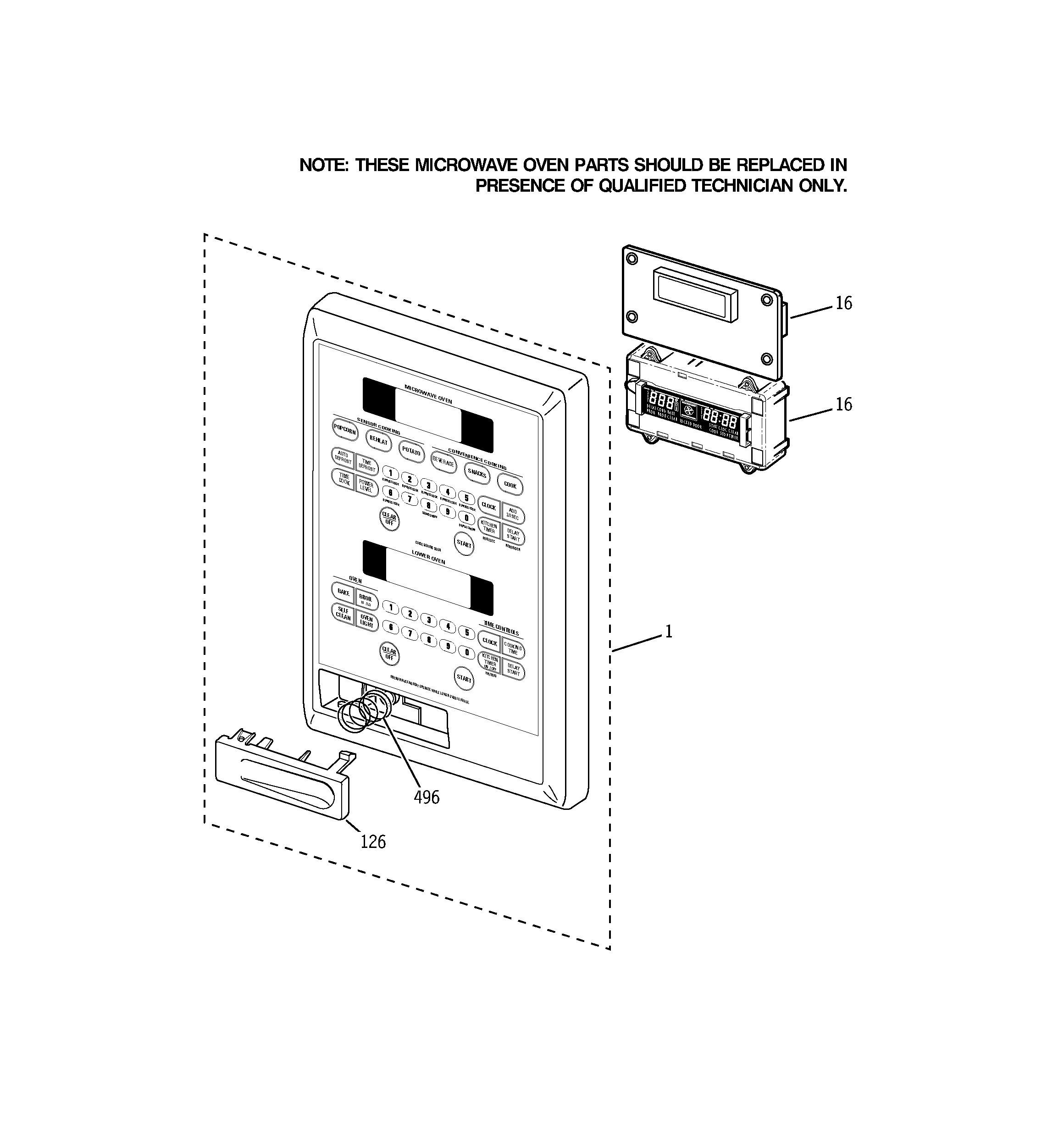 GE JT965WF3WW microwave control panel diagram