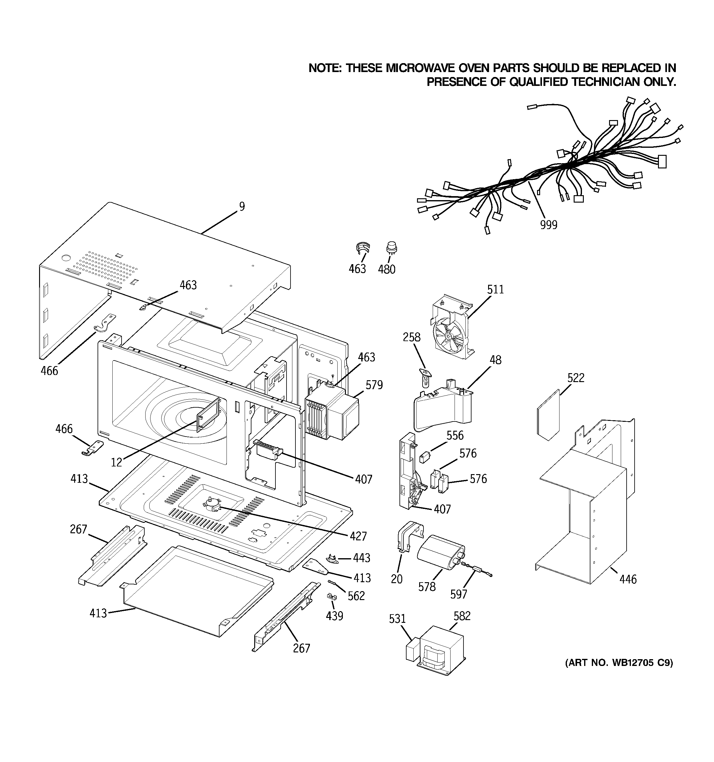 GE JTP86BF4BB microwave body parts diagram