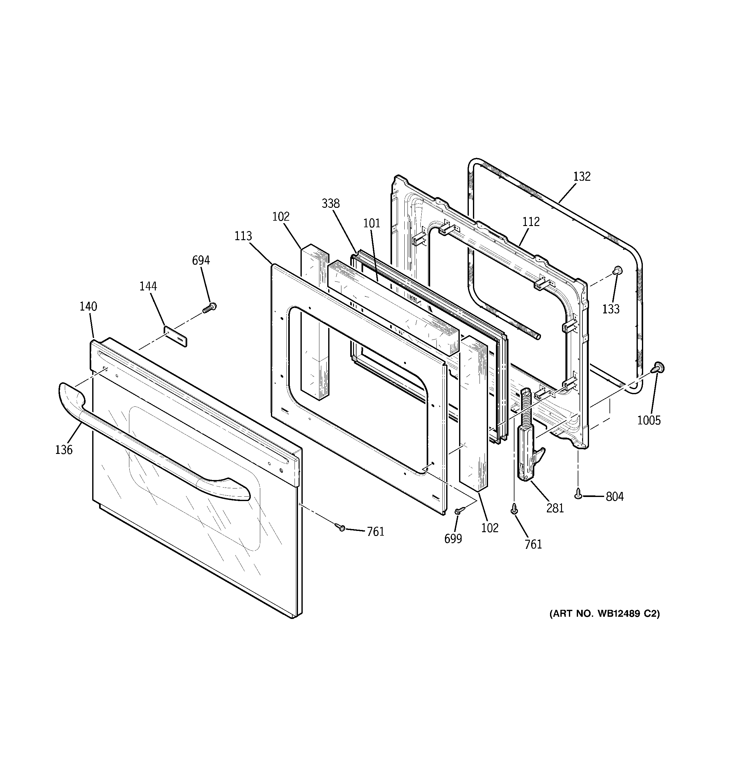 GE JTP86BF4BB door diagram