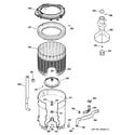 GE WMCD2050H0WC tub, basket & agitator diagram