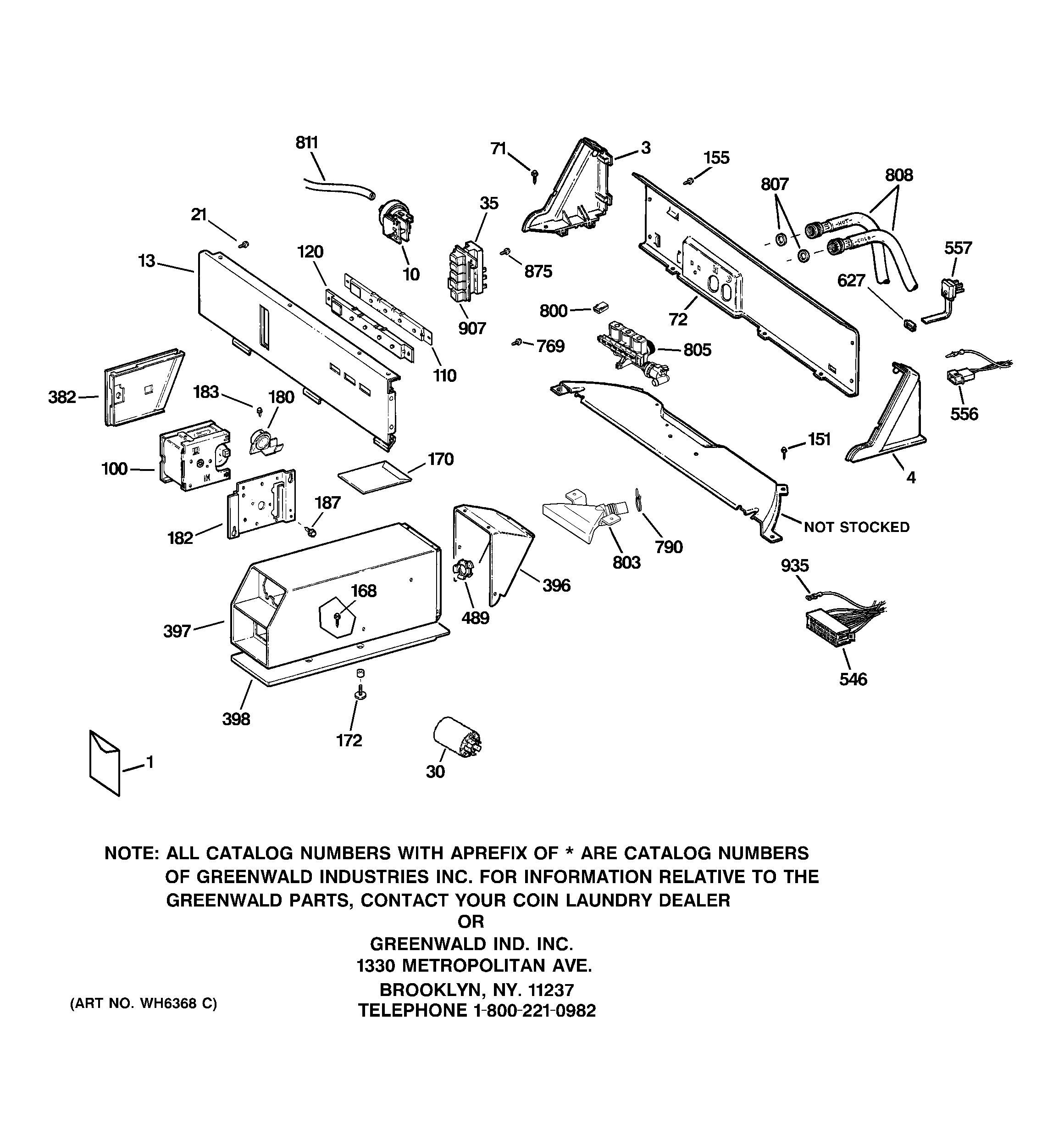 GE WMCD2050H1WC controls & backsplash diagram