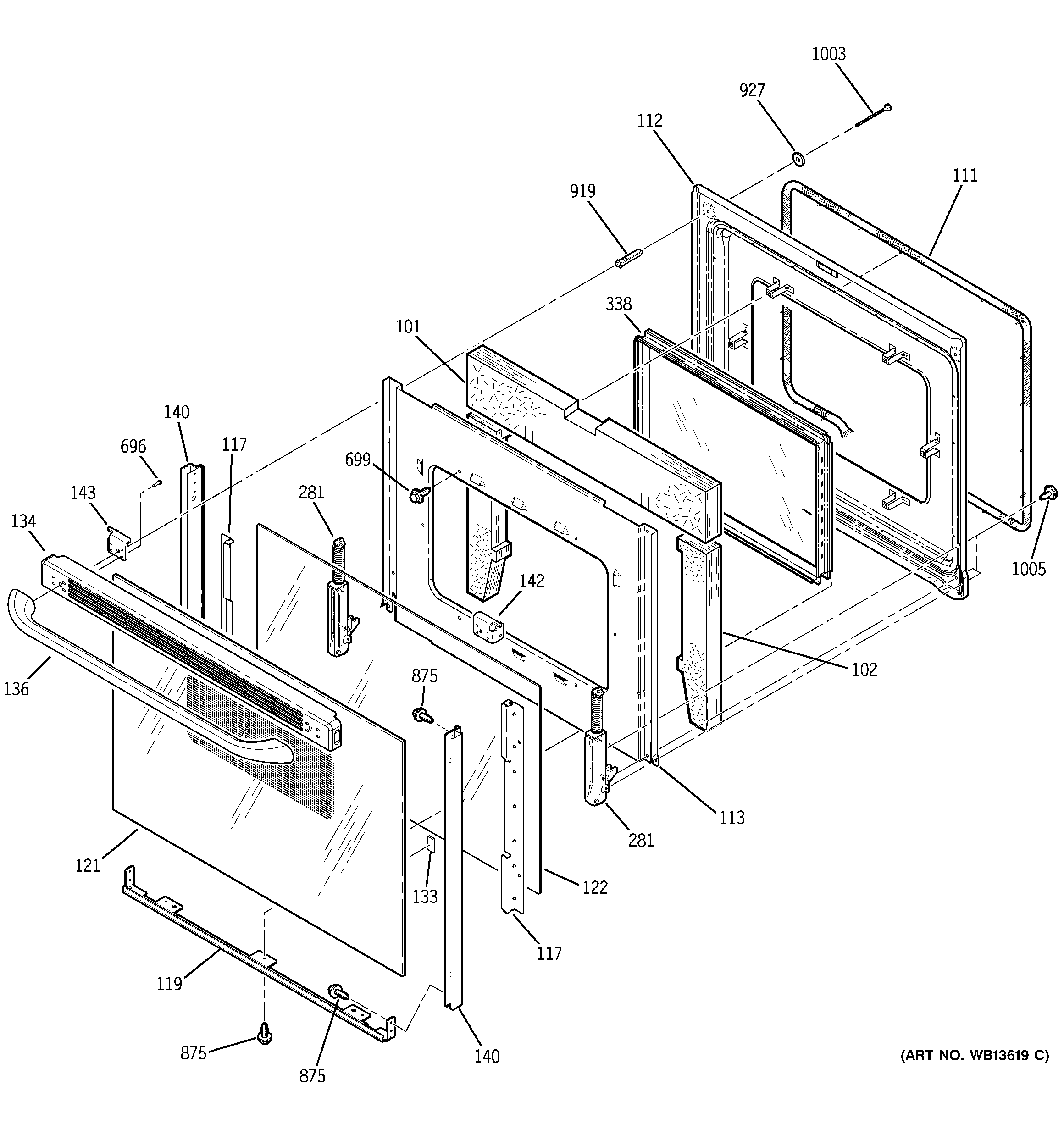 GE JBP24EK1BB door diagram