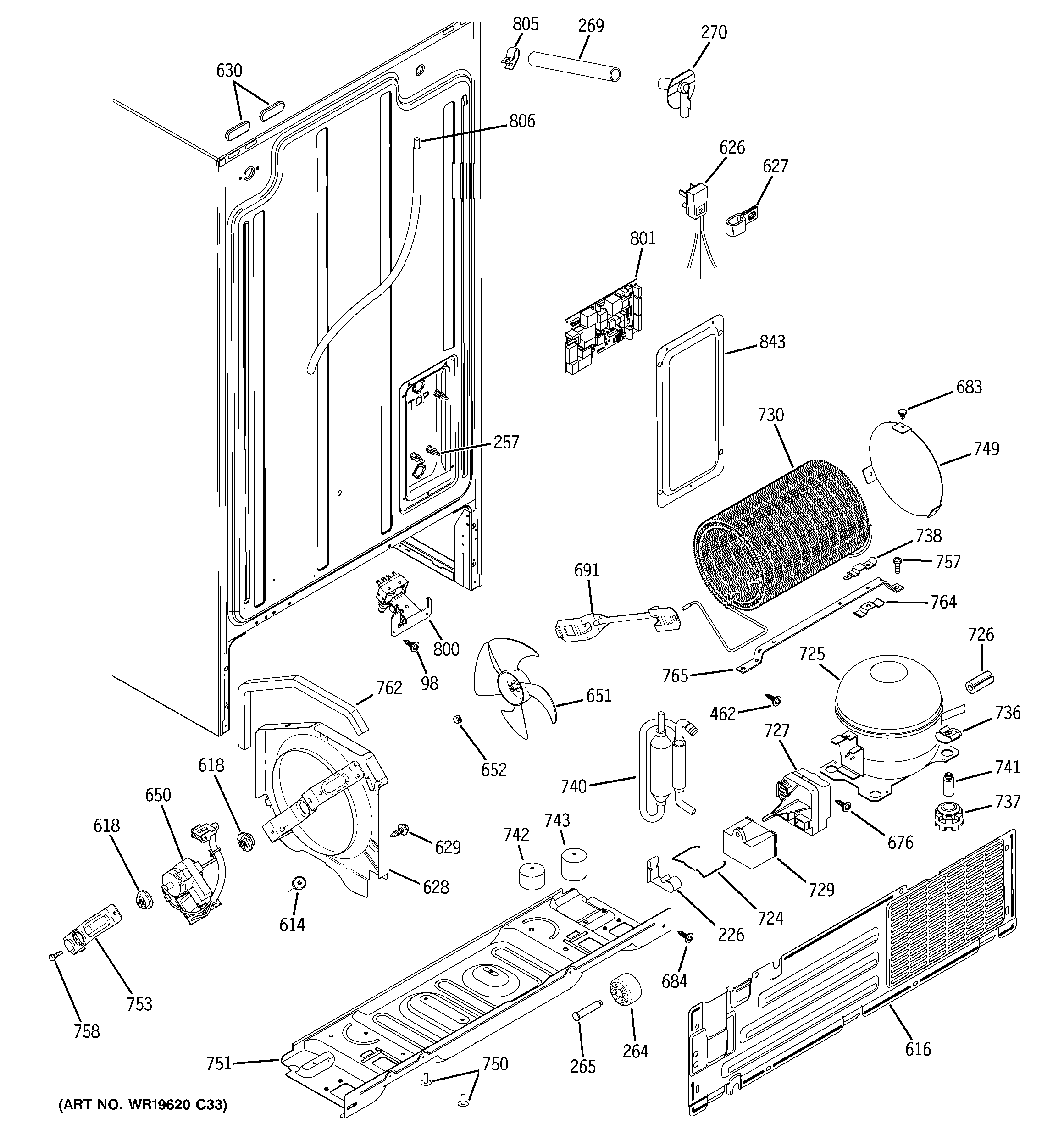 GE GSS20GEWEWW sealed system & mother board diagram