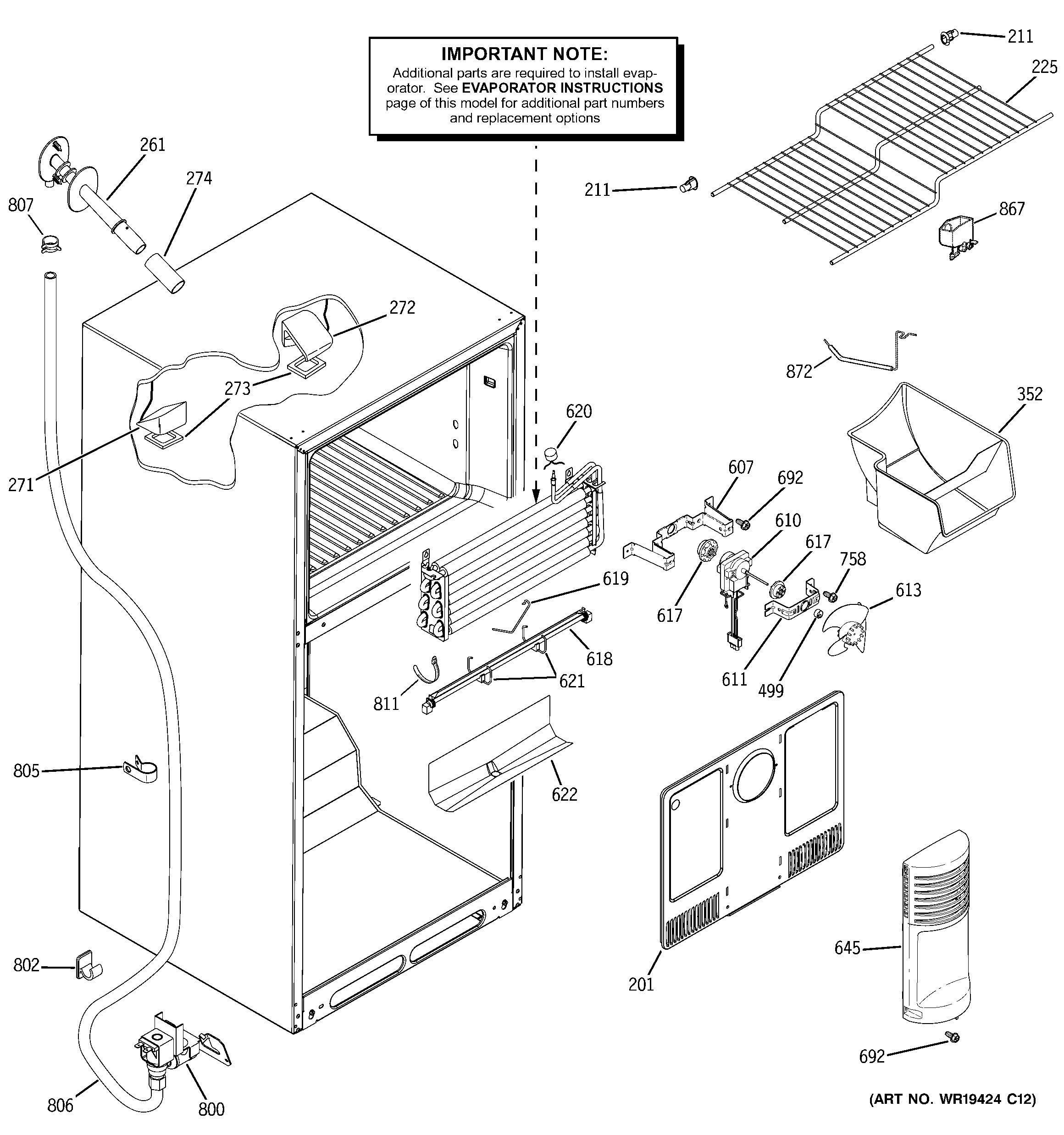 GE GTS18IBSWRCC freezer section diagram