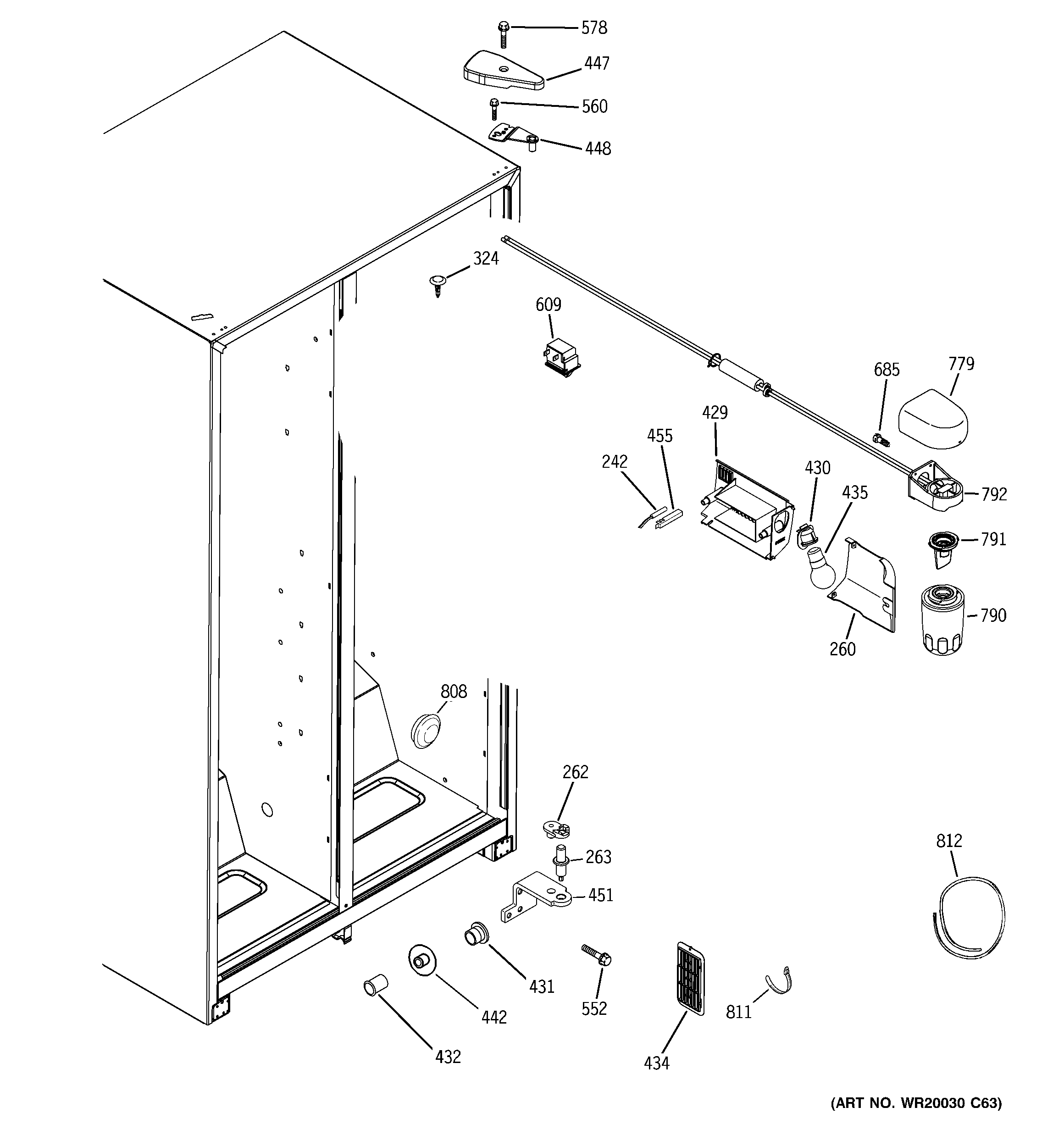 Hotpoint HSS25GFTCCC fresh food section diagram