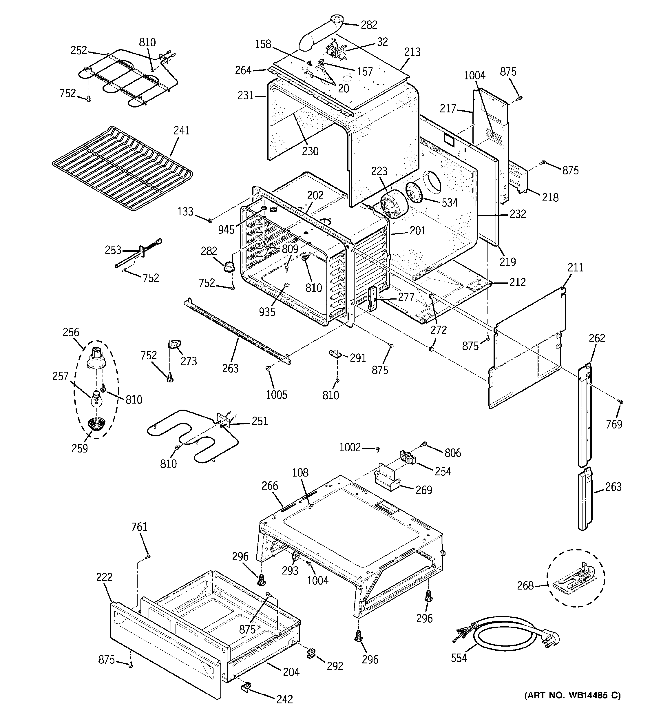 GE JCSP38WK4WW body parts diagram