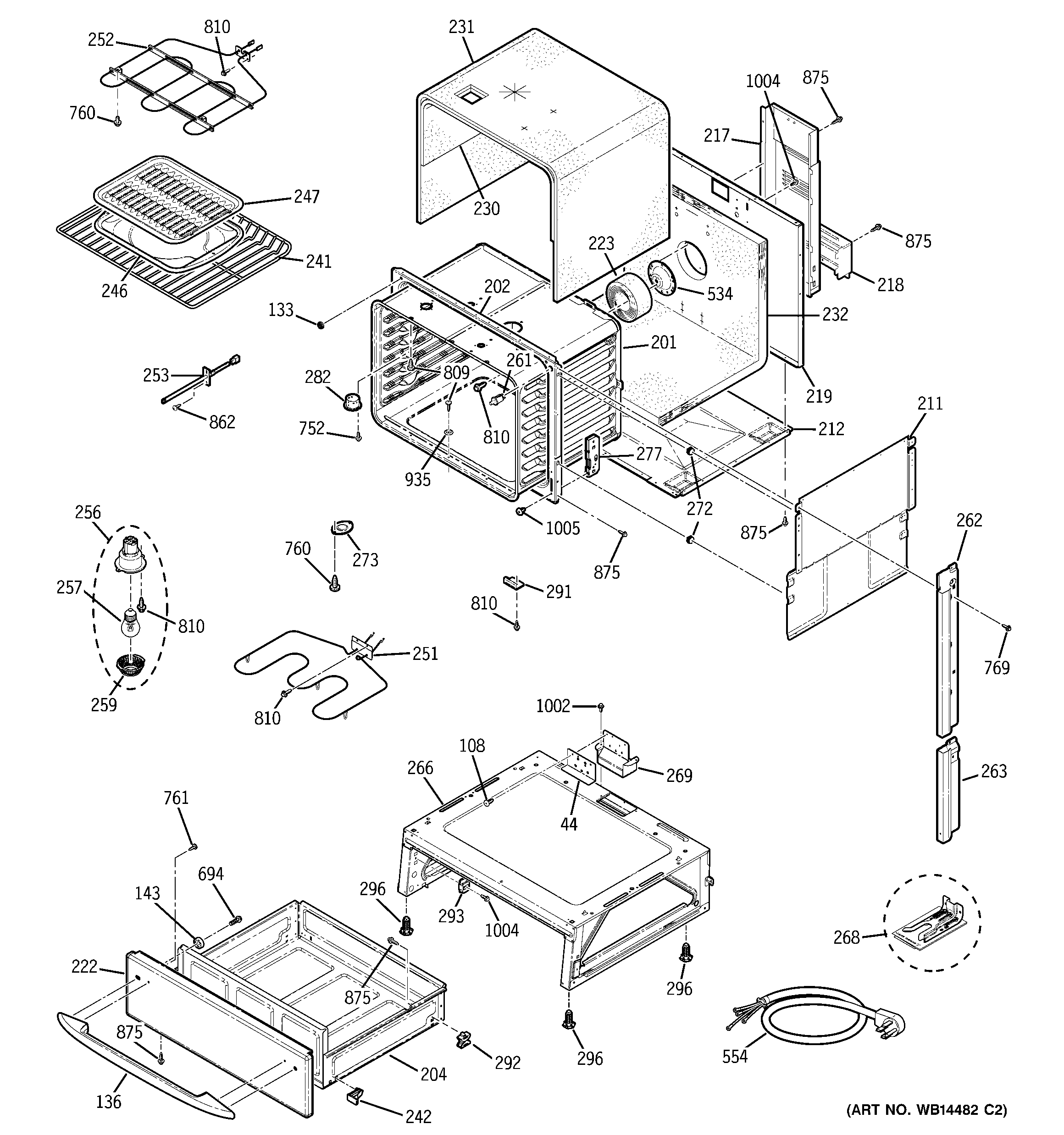 GE JCSP42SK3SS body parts diagram