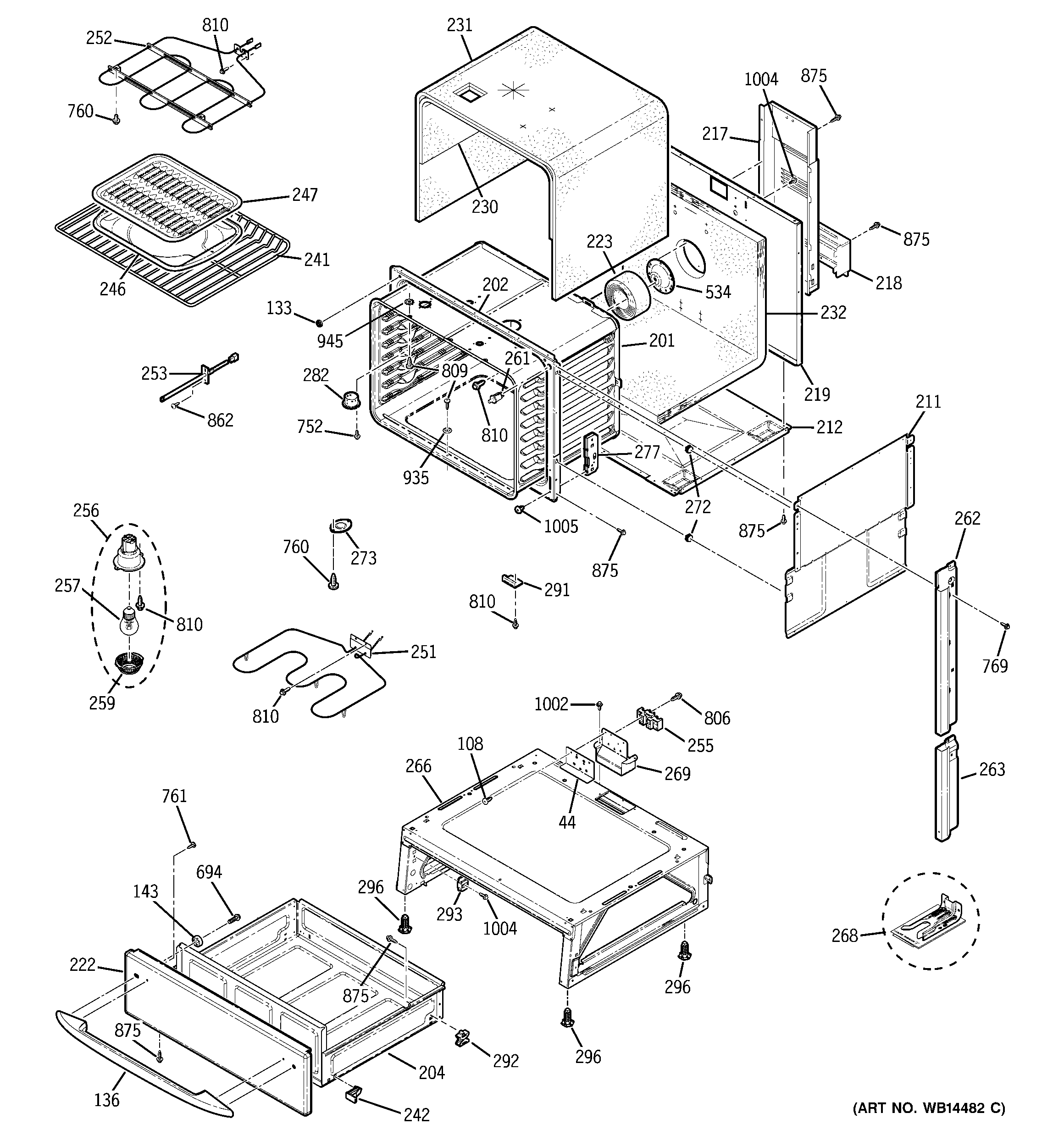 GE JS900SK4SS body parts diagram