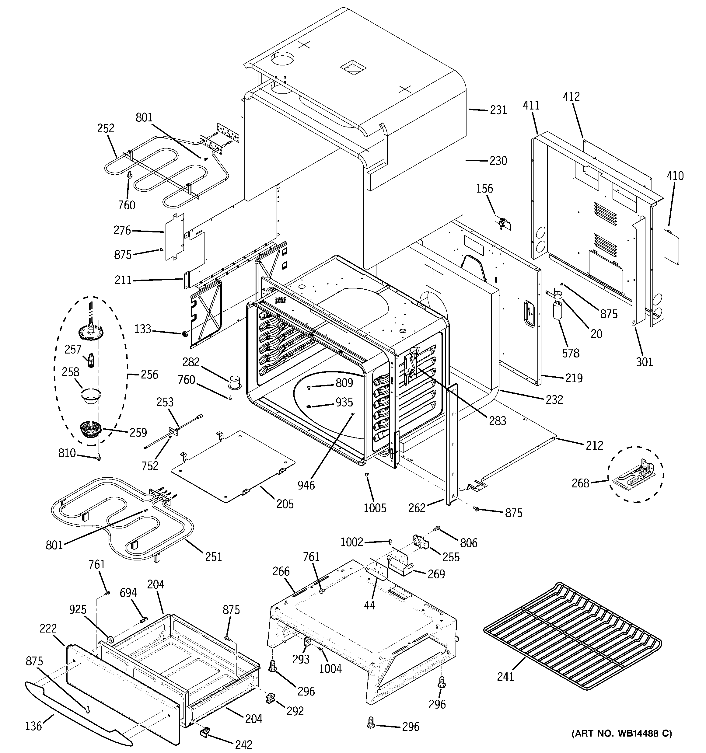 GE JS998SK4SS body parts diagram
