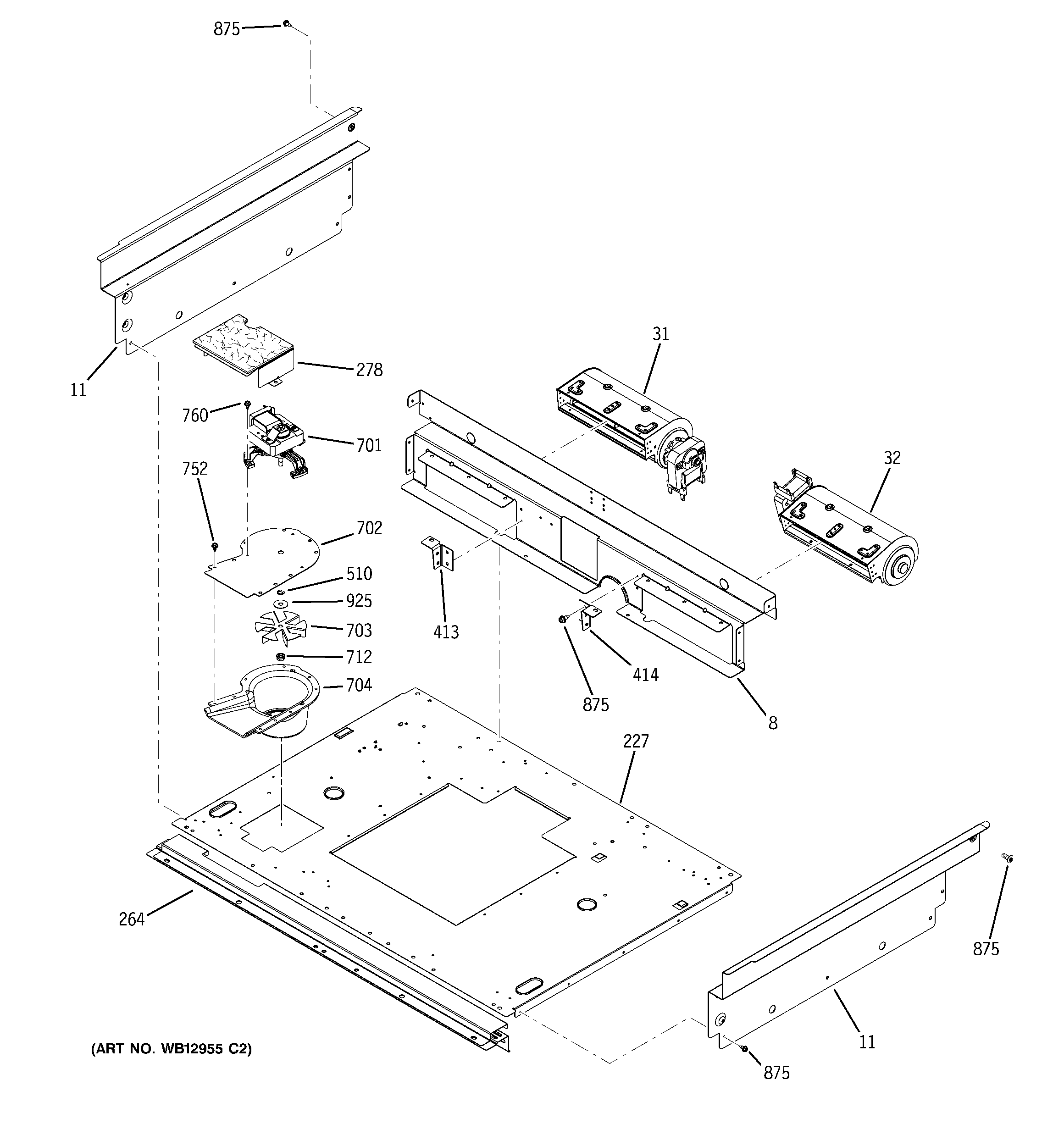 GE JS998SK4SS cooling fan diagram