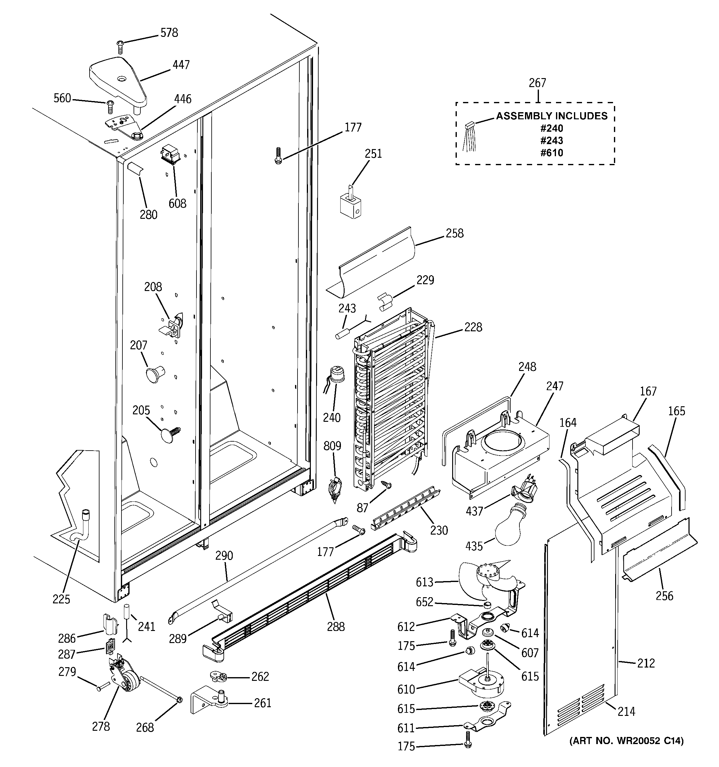 GE GSH22JFTCCC freezer section diagram