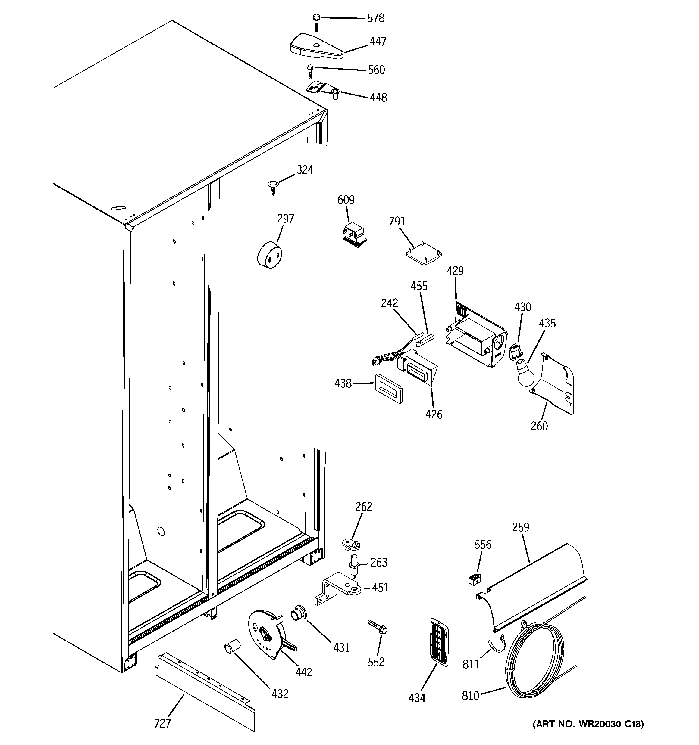GE GSS22JETCBB fresh food section diagram