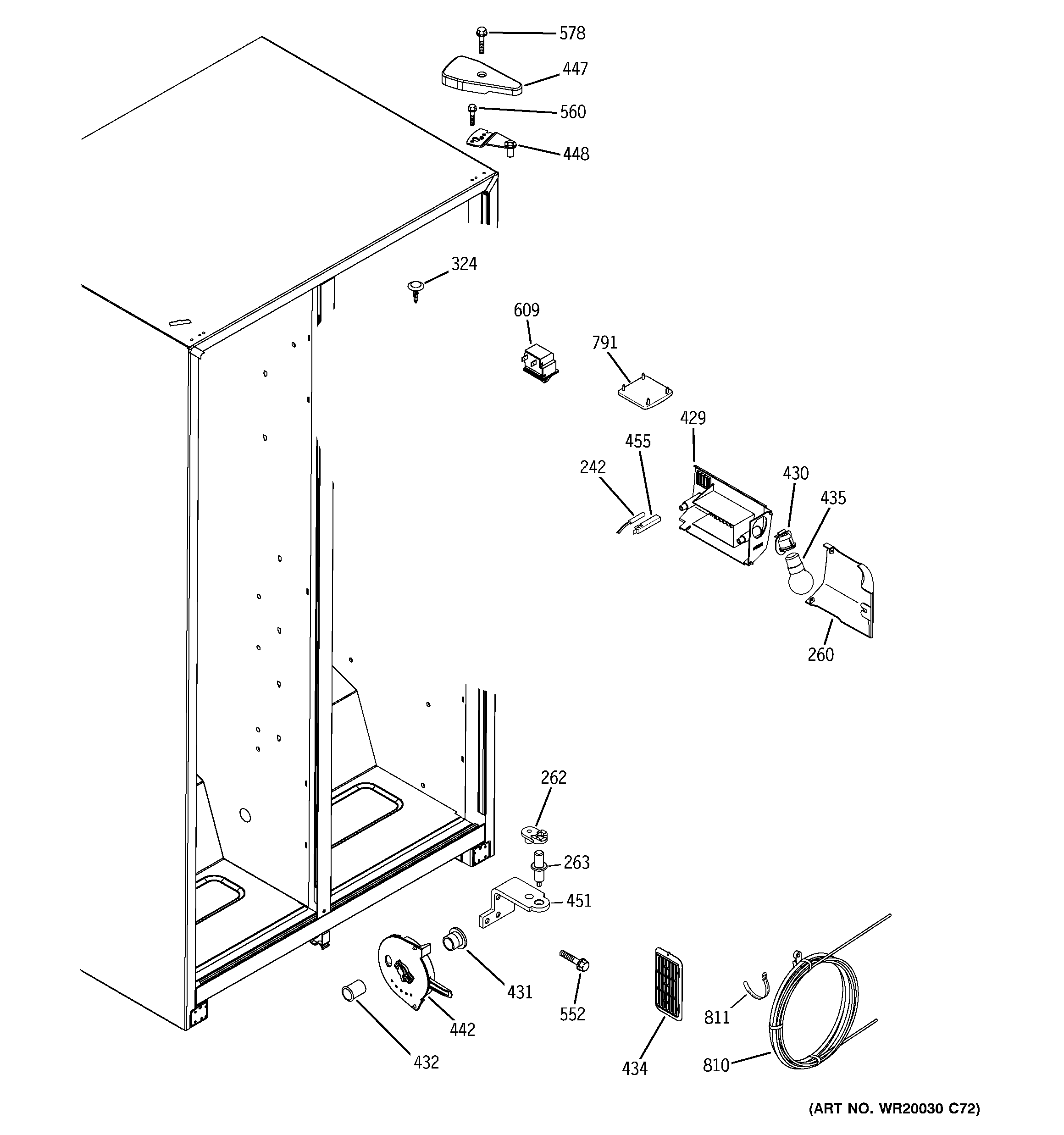 GE GSS25JETCCC fresh food section diagram