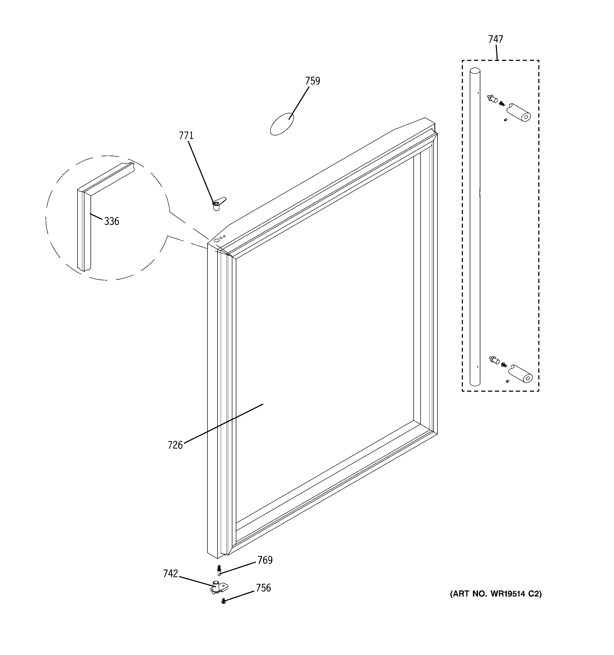 GE ZDBI240WIIA door diagram