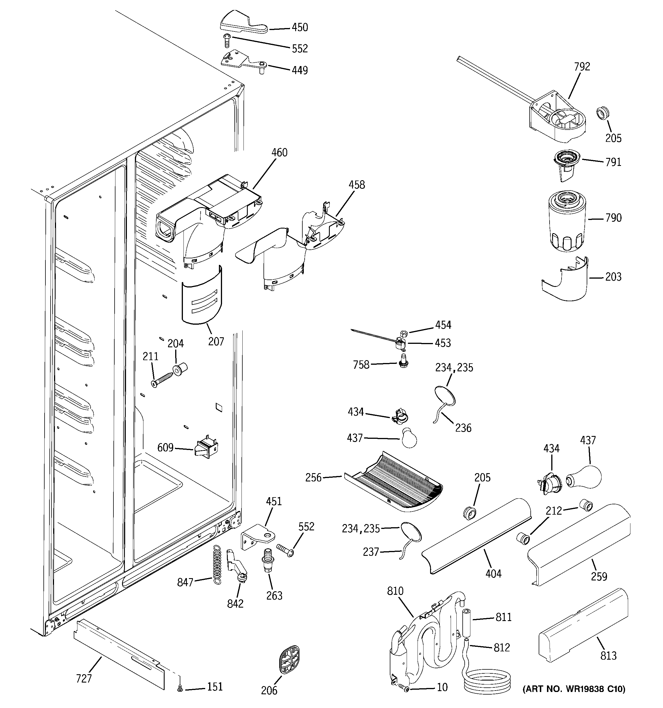 GE GSS25KGTAWW fresh food section diagram