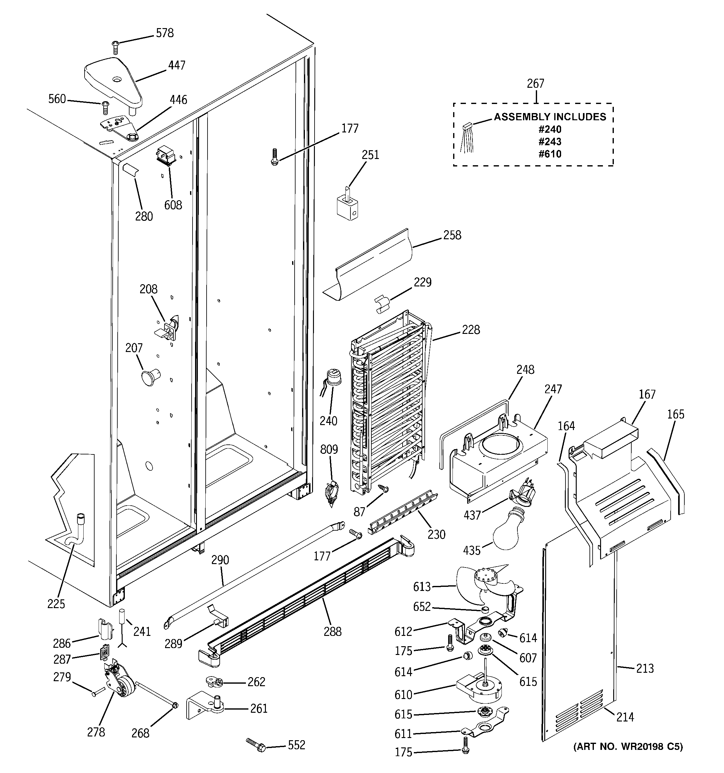 GE ESL25JFWDBS freezer section diagram