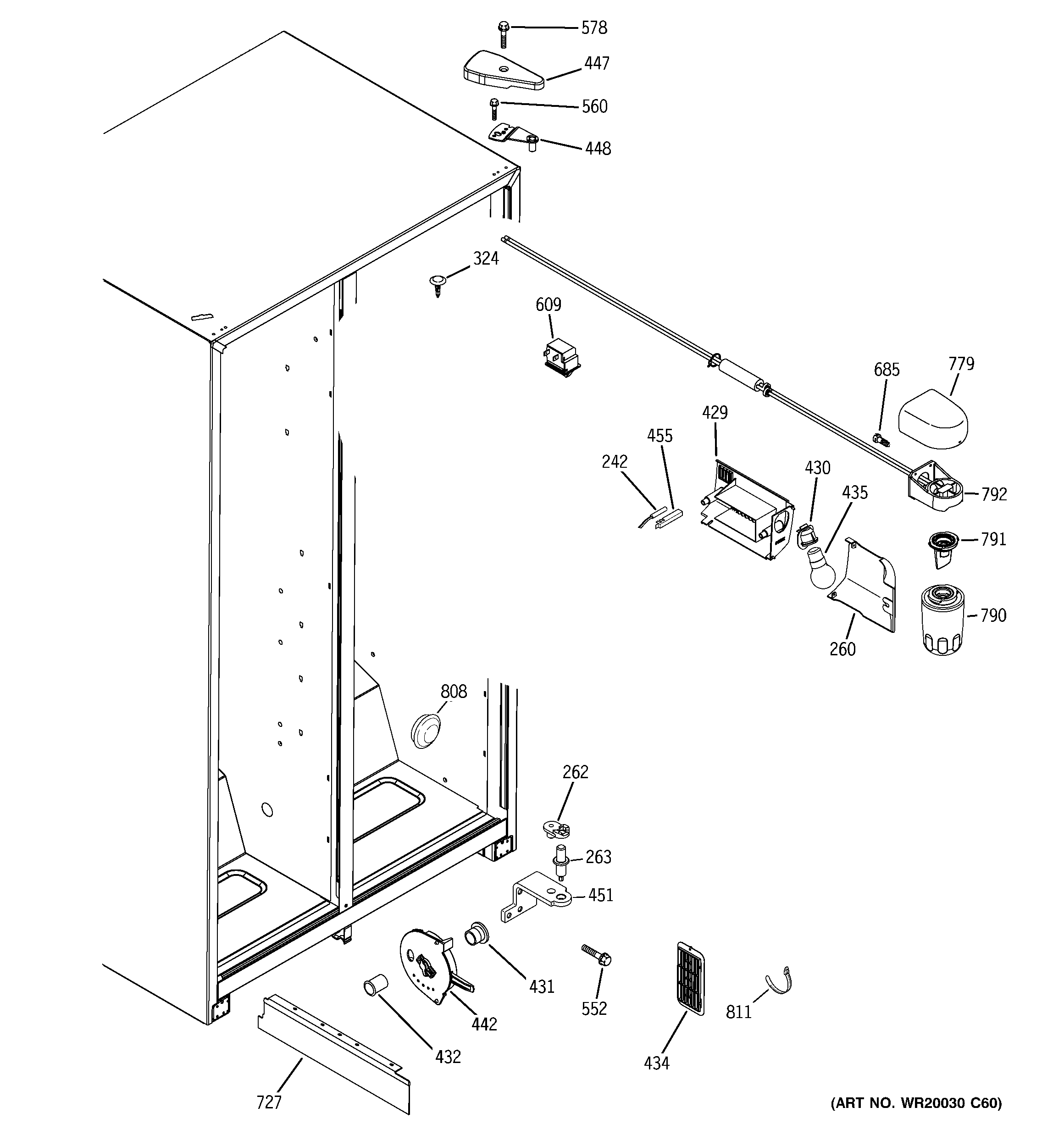 Hotpoint HSS22GFTCWW fresh food section diagram