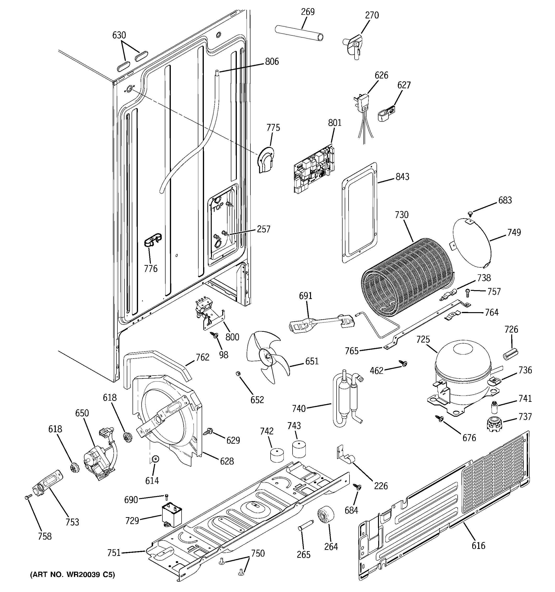 Hotpoint HSS22GFTCWW sealed system & mother board diagram