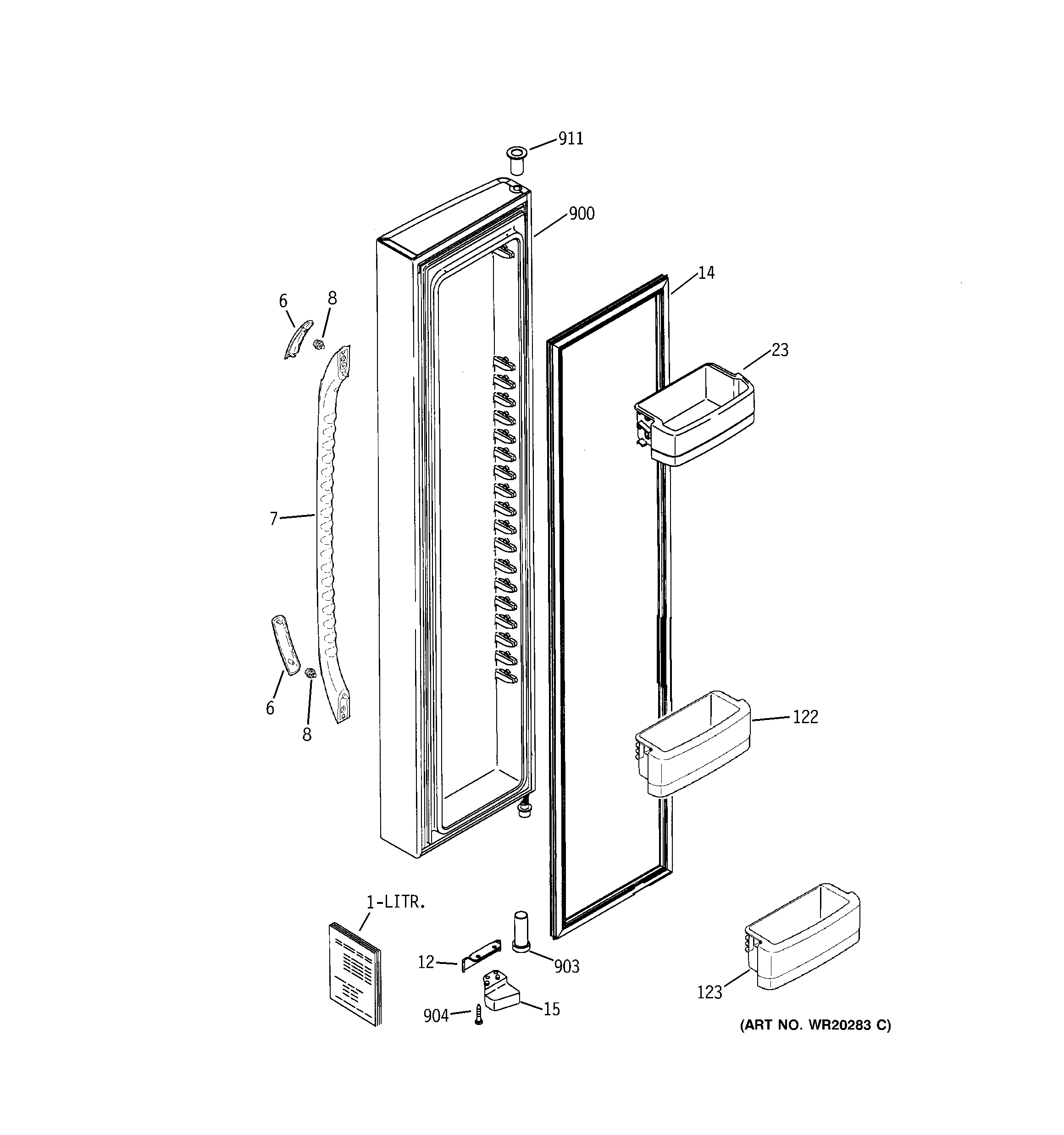 GE GSK25LHWACCC freezer door diagram