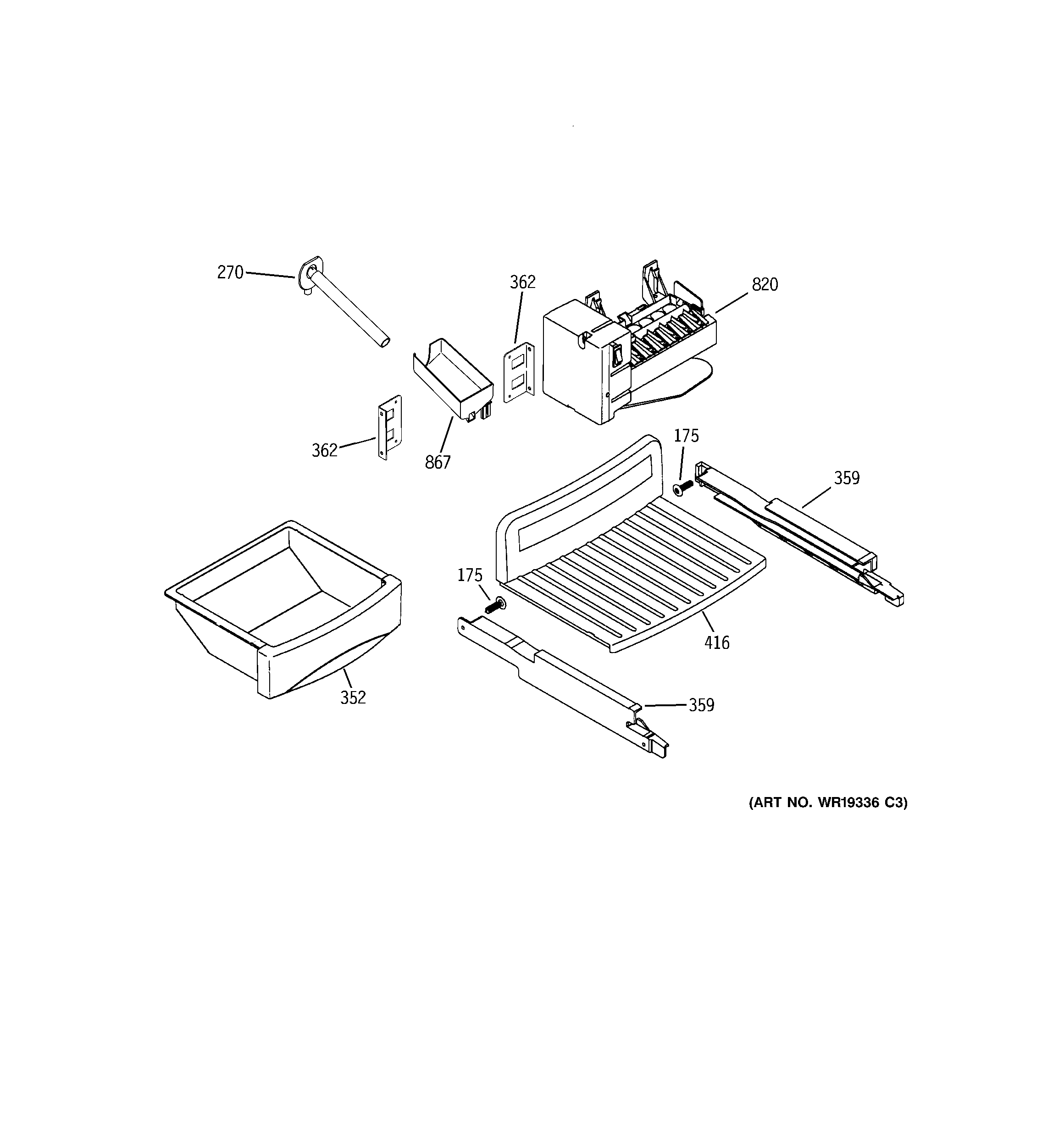 GE GSK25LHWACCC ice maker & dispenser diagram