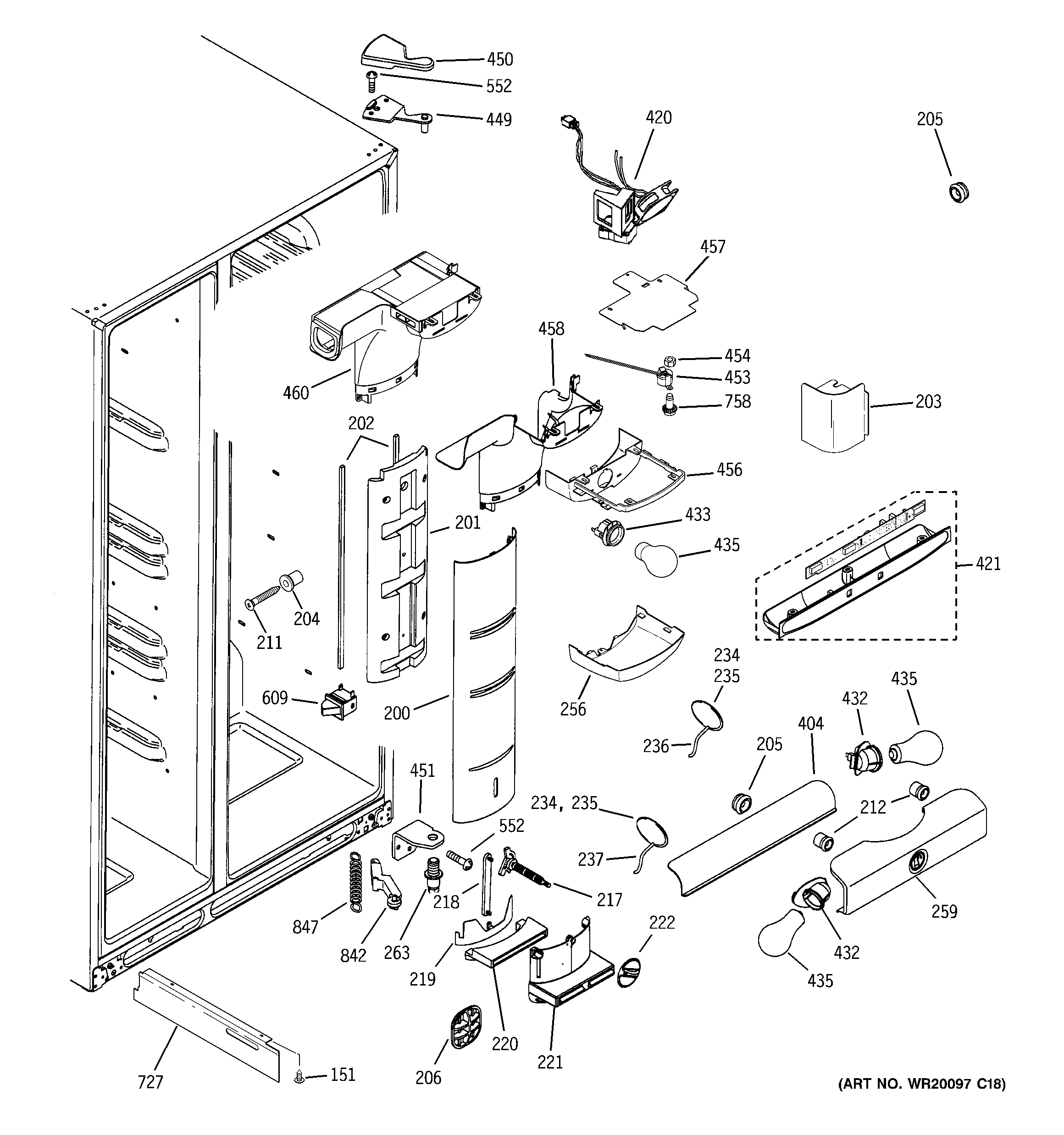 GE GSK25LHWACCC fresh food section diagram