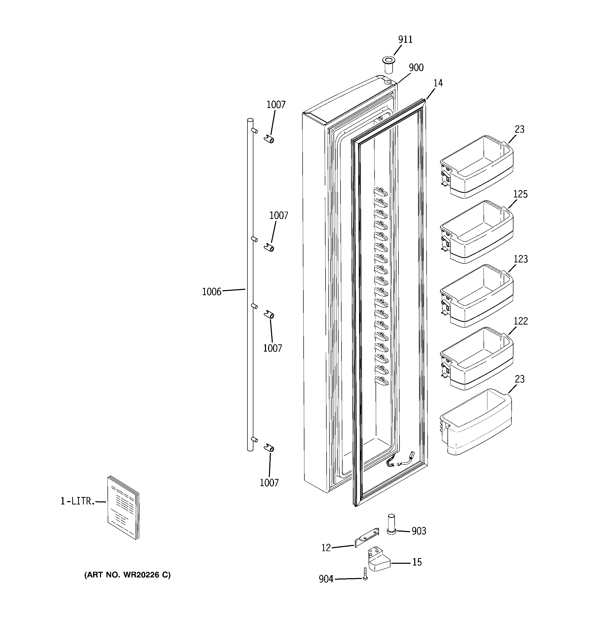 GE GWE23LBTBFSS freezer door diagram